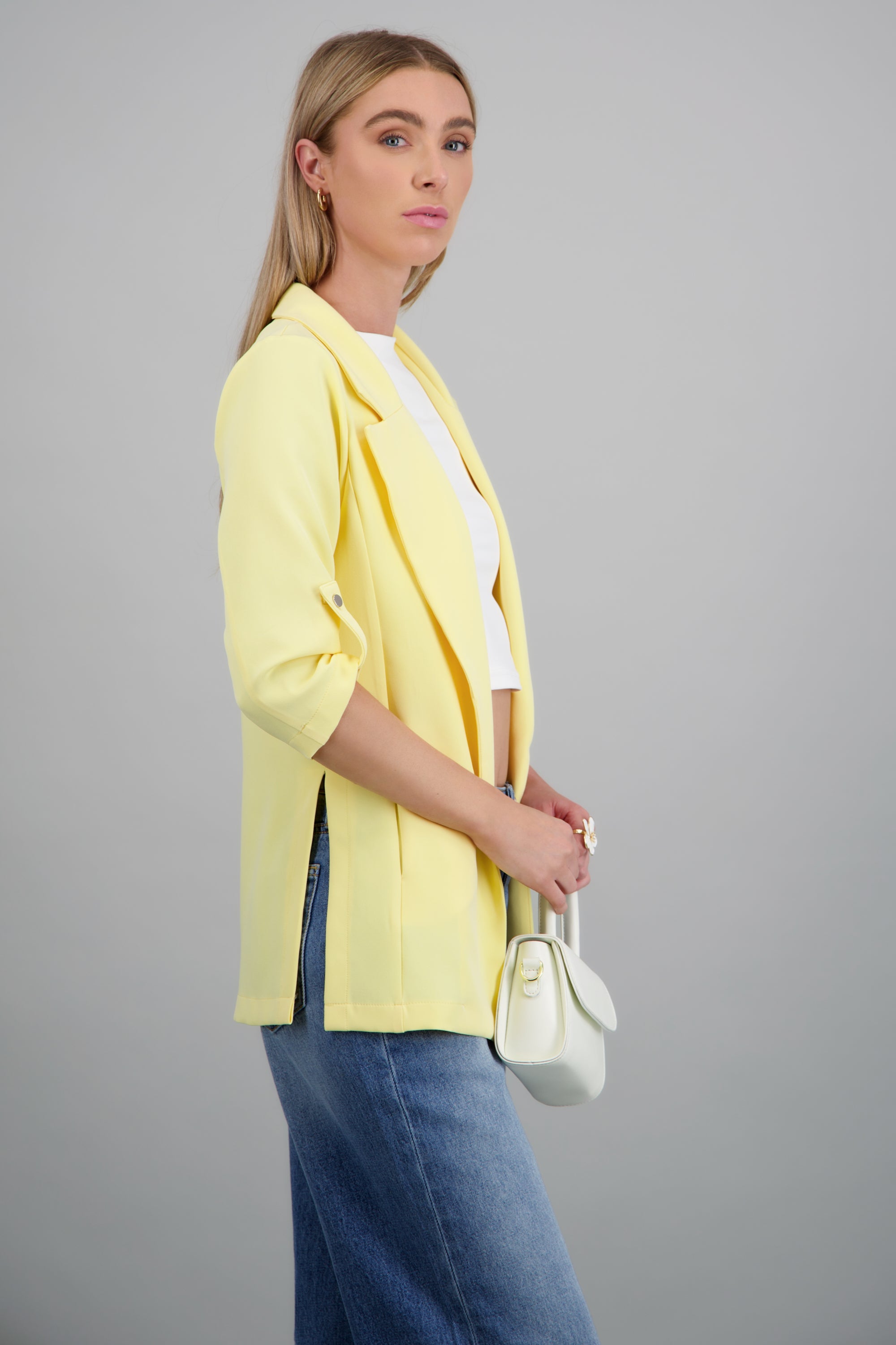 Saco Liso Manga Elevadores AMARILLO PASTEL