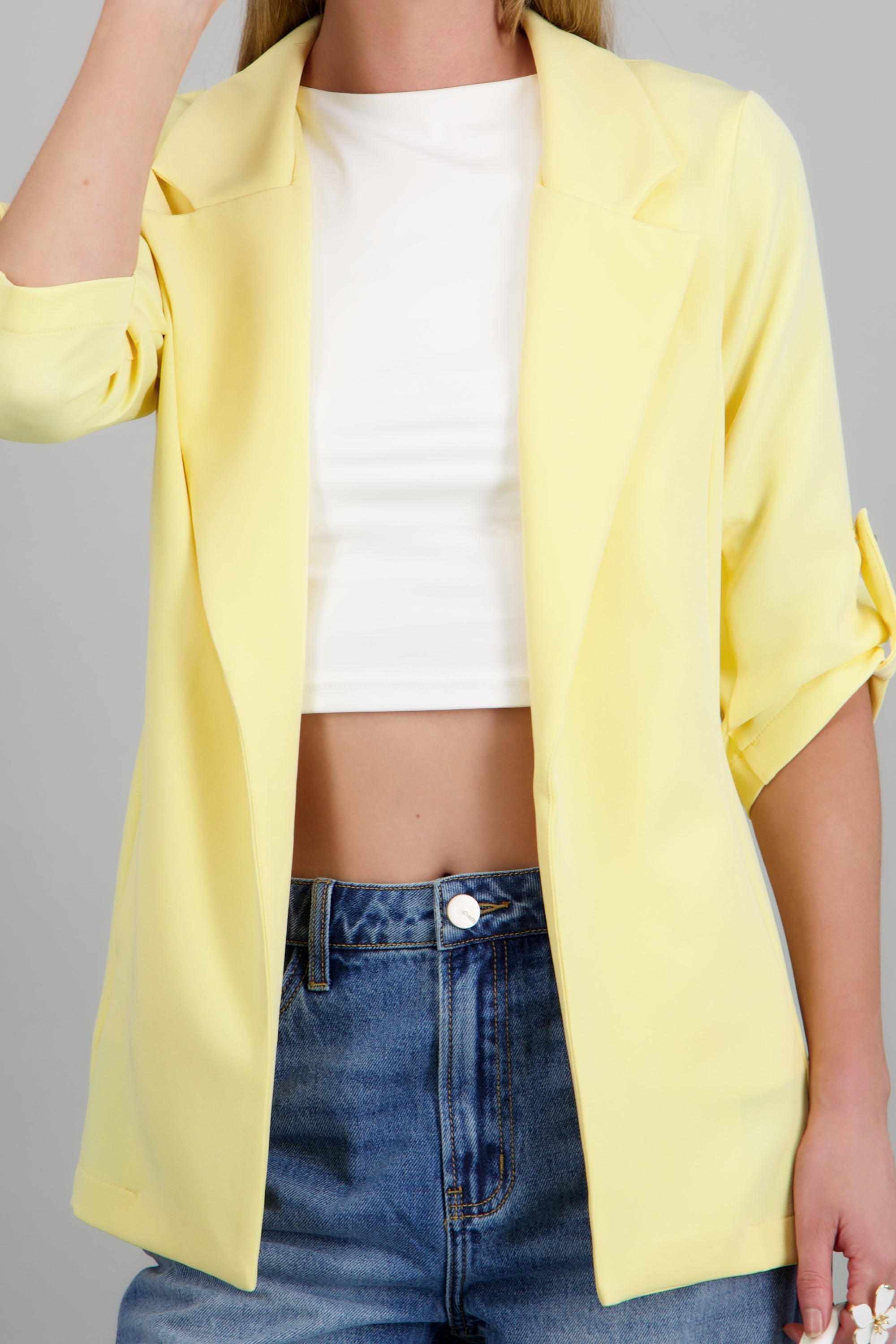 Saco Liso Manga Elevadores AMARILLO PASTEL