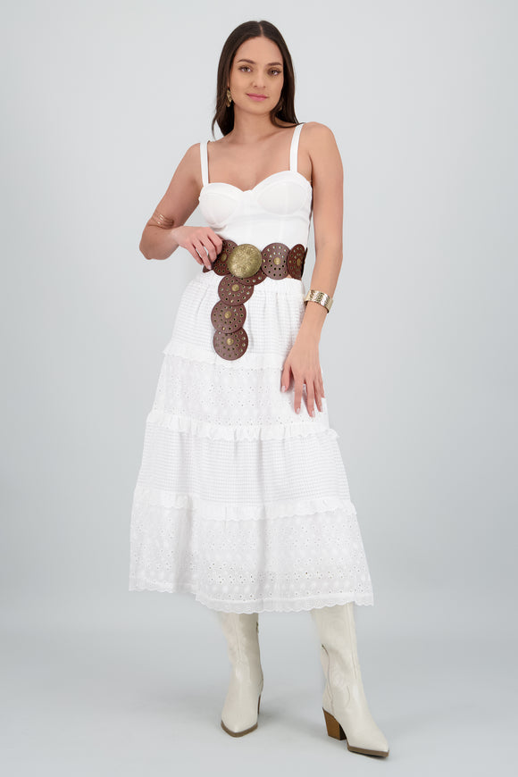 Cinturon boho circulos eyelets