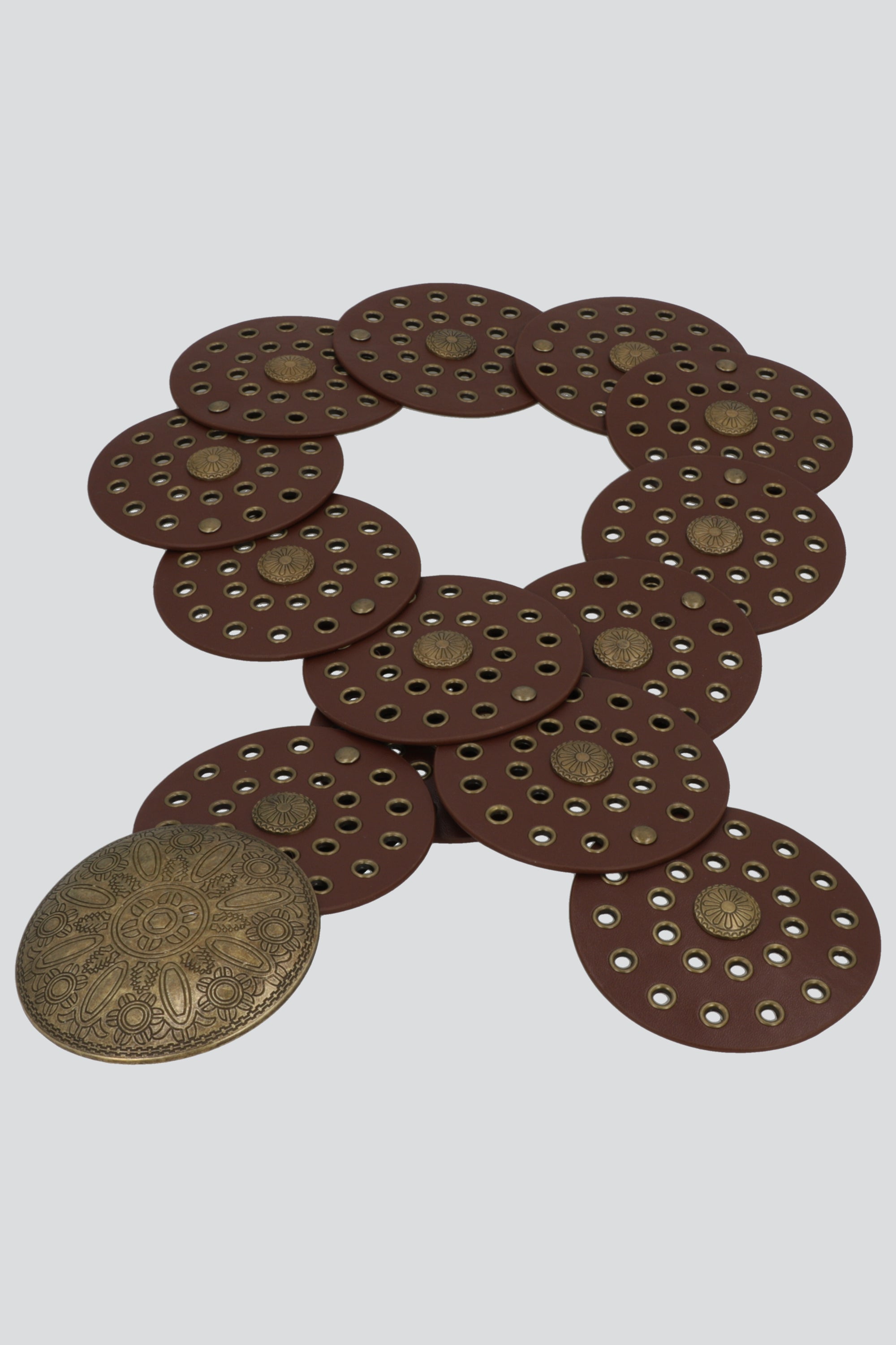 Cinturon boho circulos eyelets CAFE