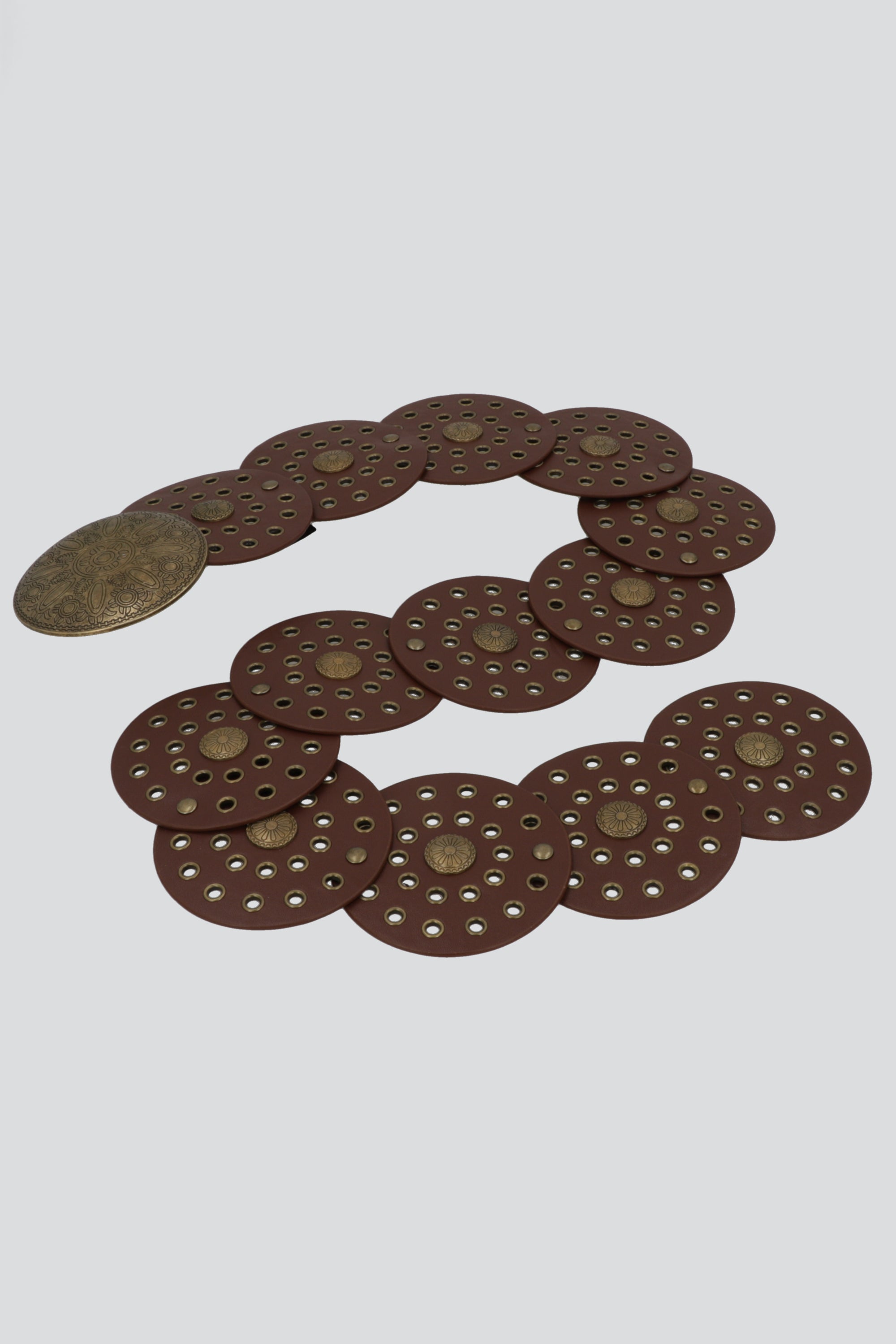 Cinturon boho circulos eyelets CAFE