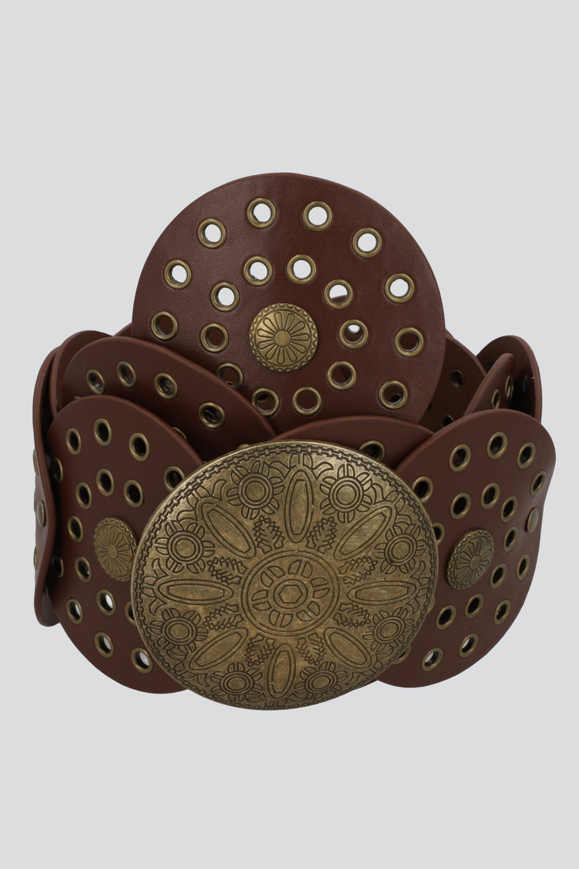 Cinturon boho circulos eyelets CAFE