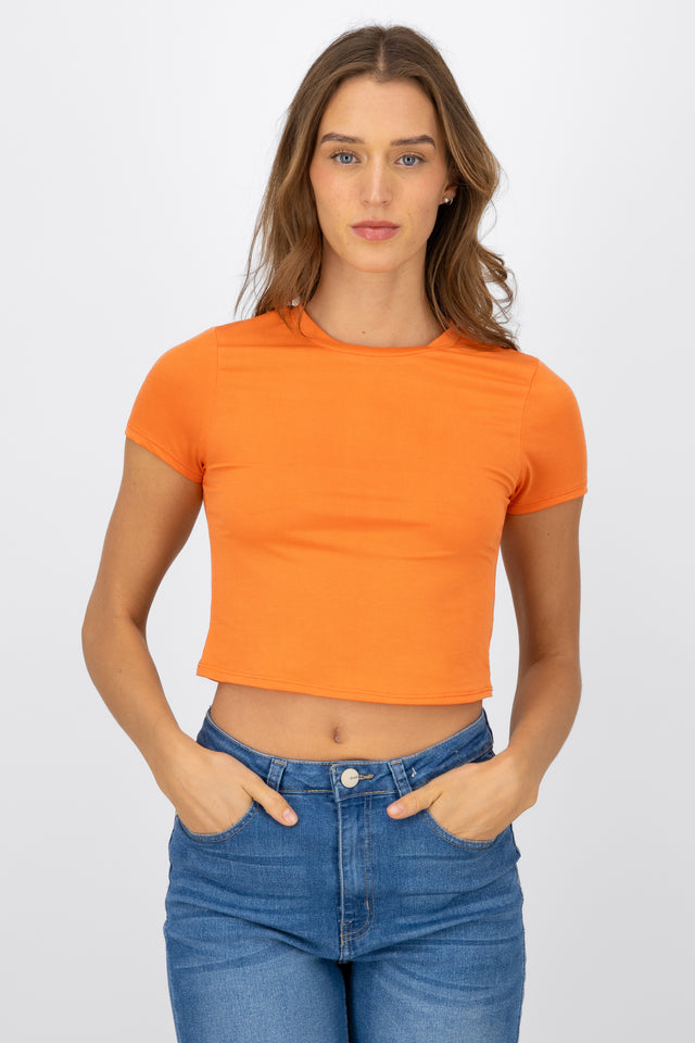 T-shirt manga corta crop