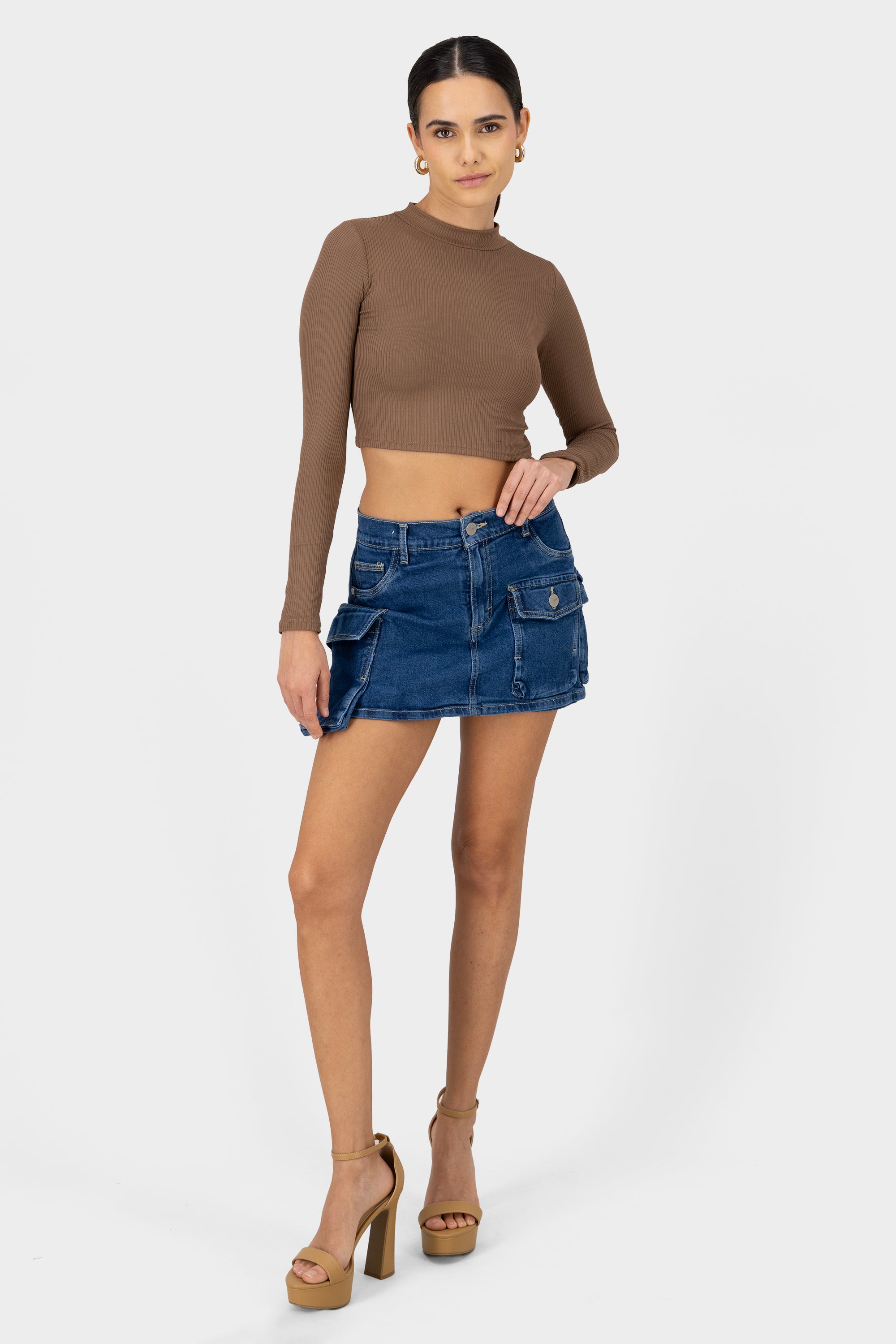 Falda short cargo asimétrica STONE