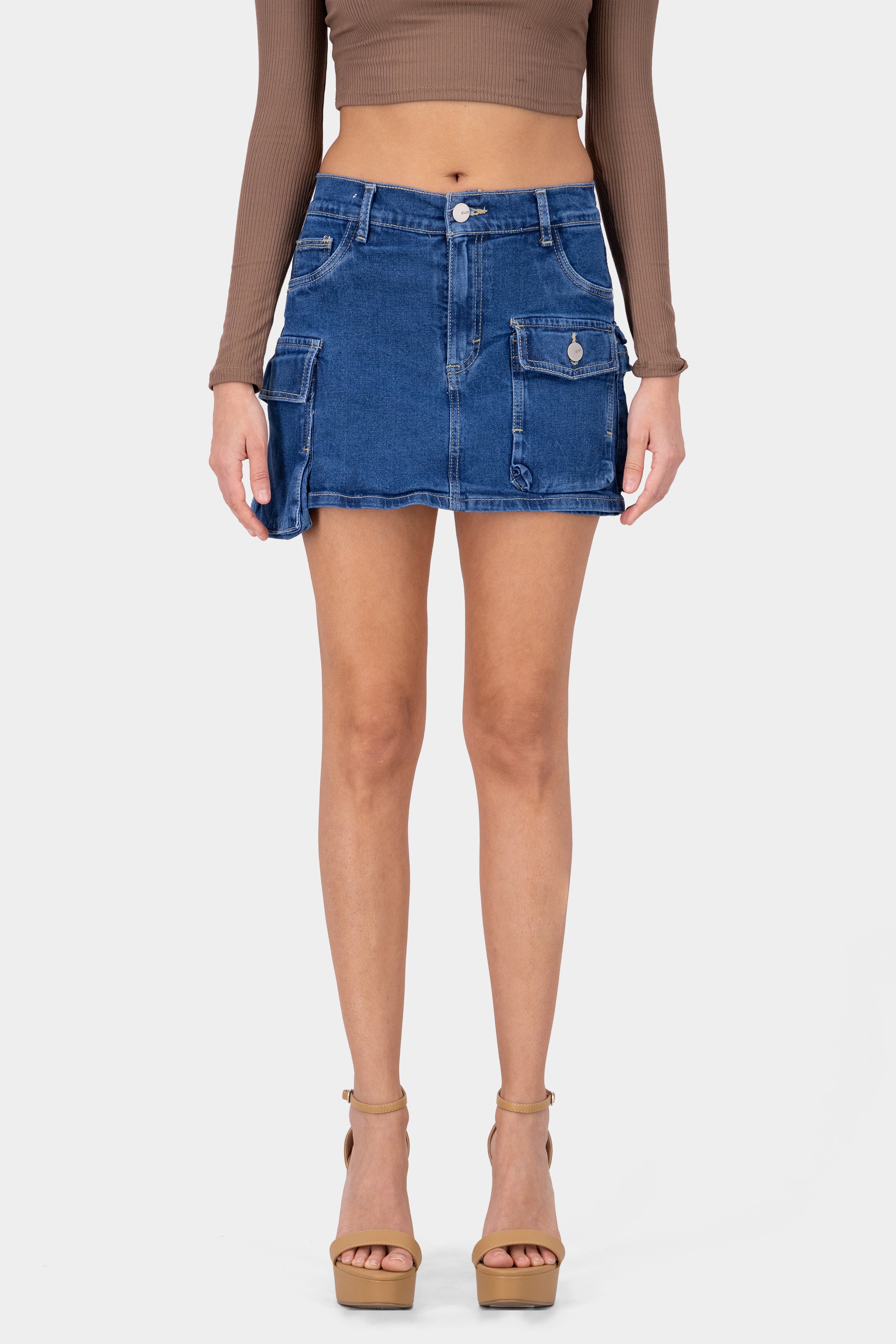 Falda short cargo asimétrica STONE