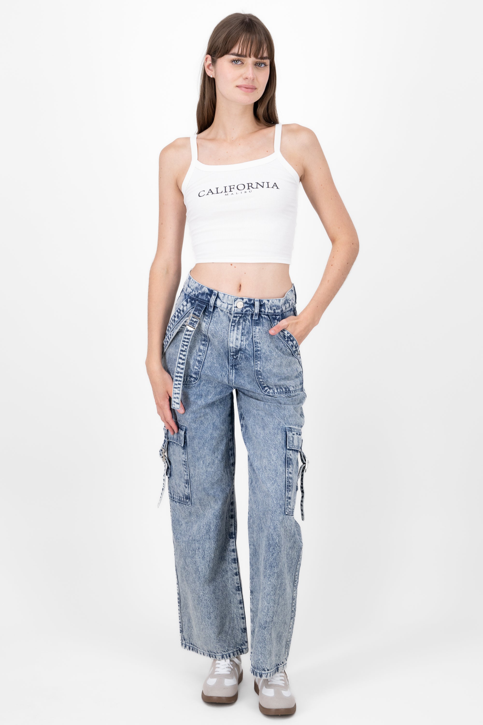 Jeans cargo 2 bolsas tiras ACID WASH