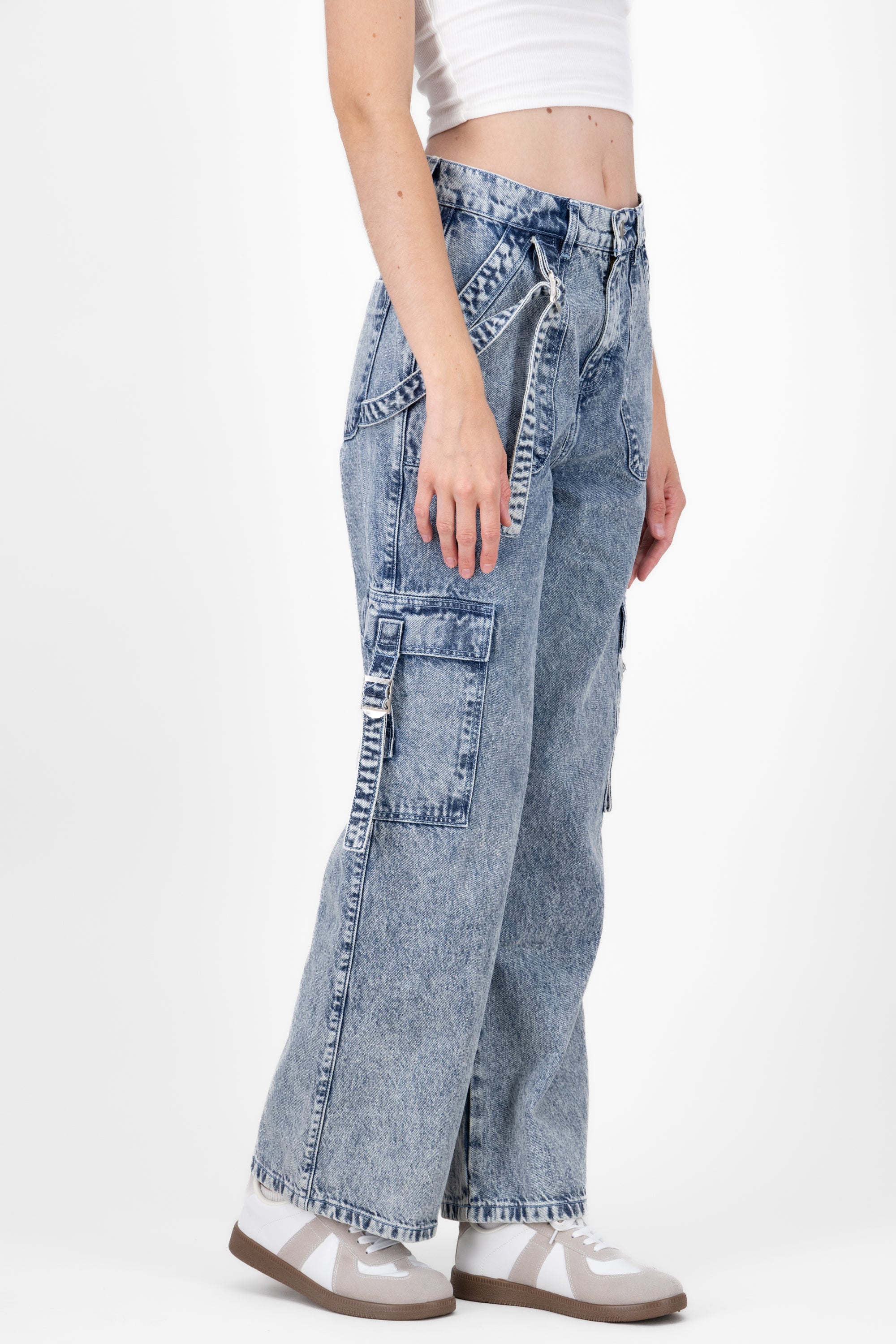 Jeans cargo 2 bolsas tiras ACID WASH