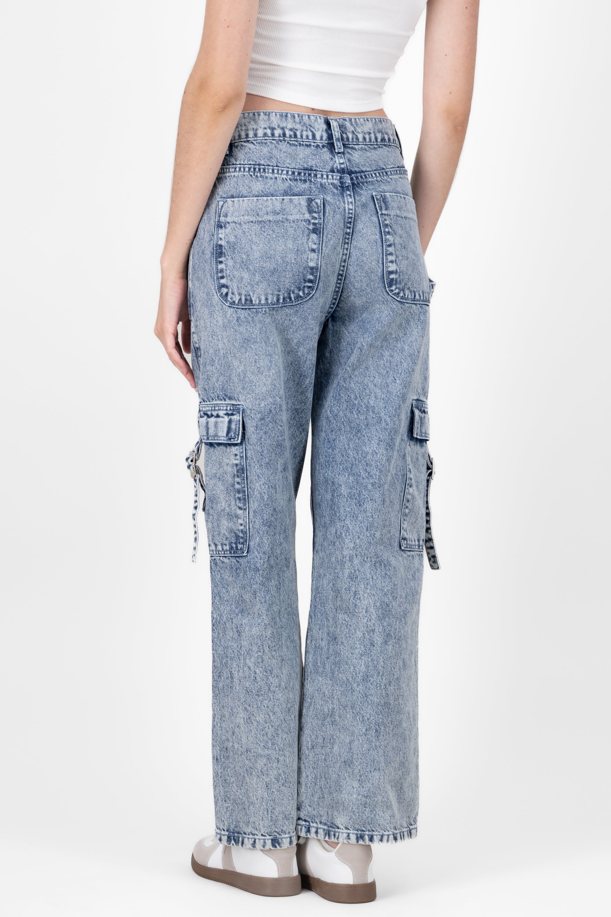 Jeans cargo 2 bolsas tiras ACID WASH
