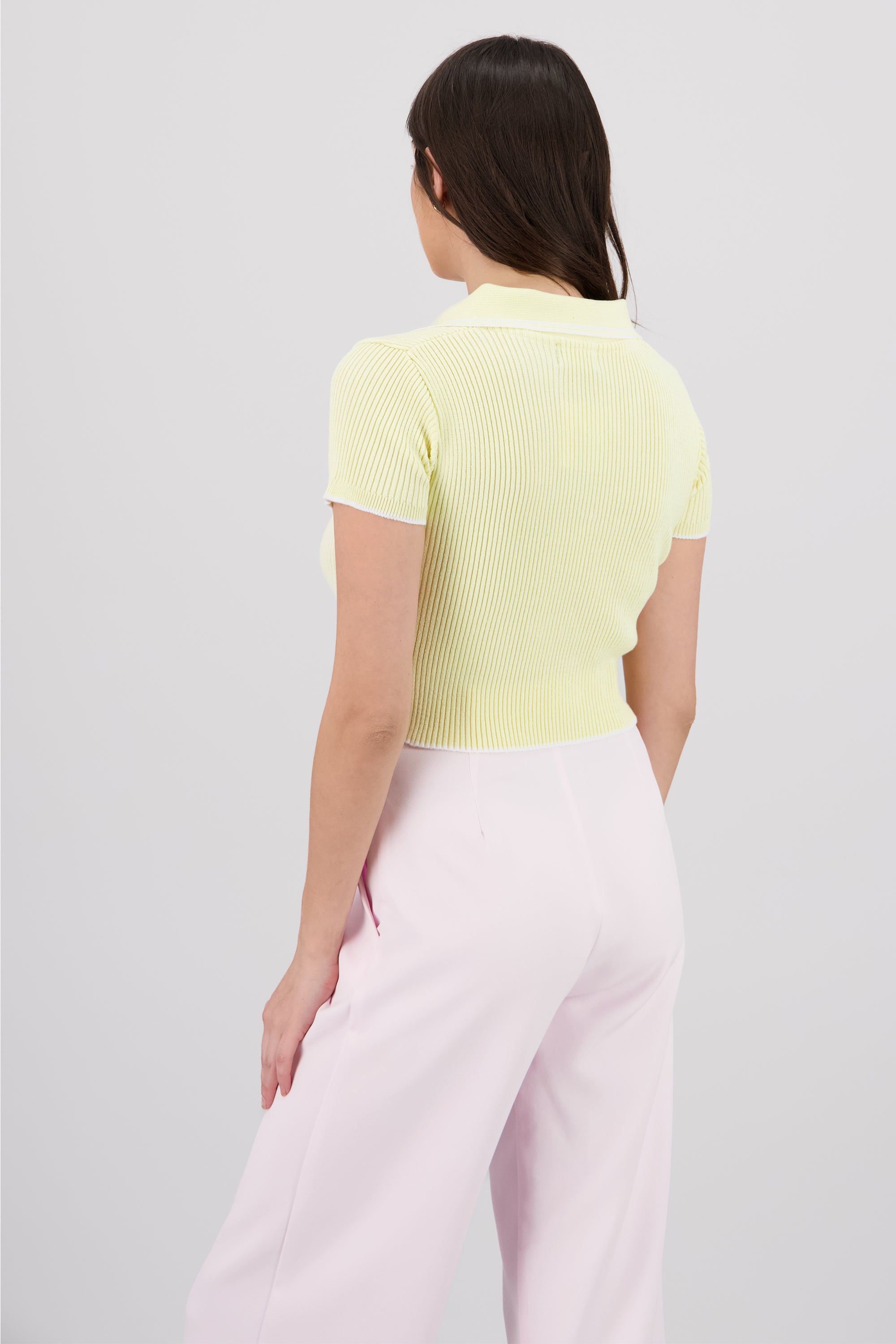 Top polo tejido contraste color Hypsters AMARILLO PASTEL