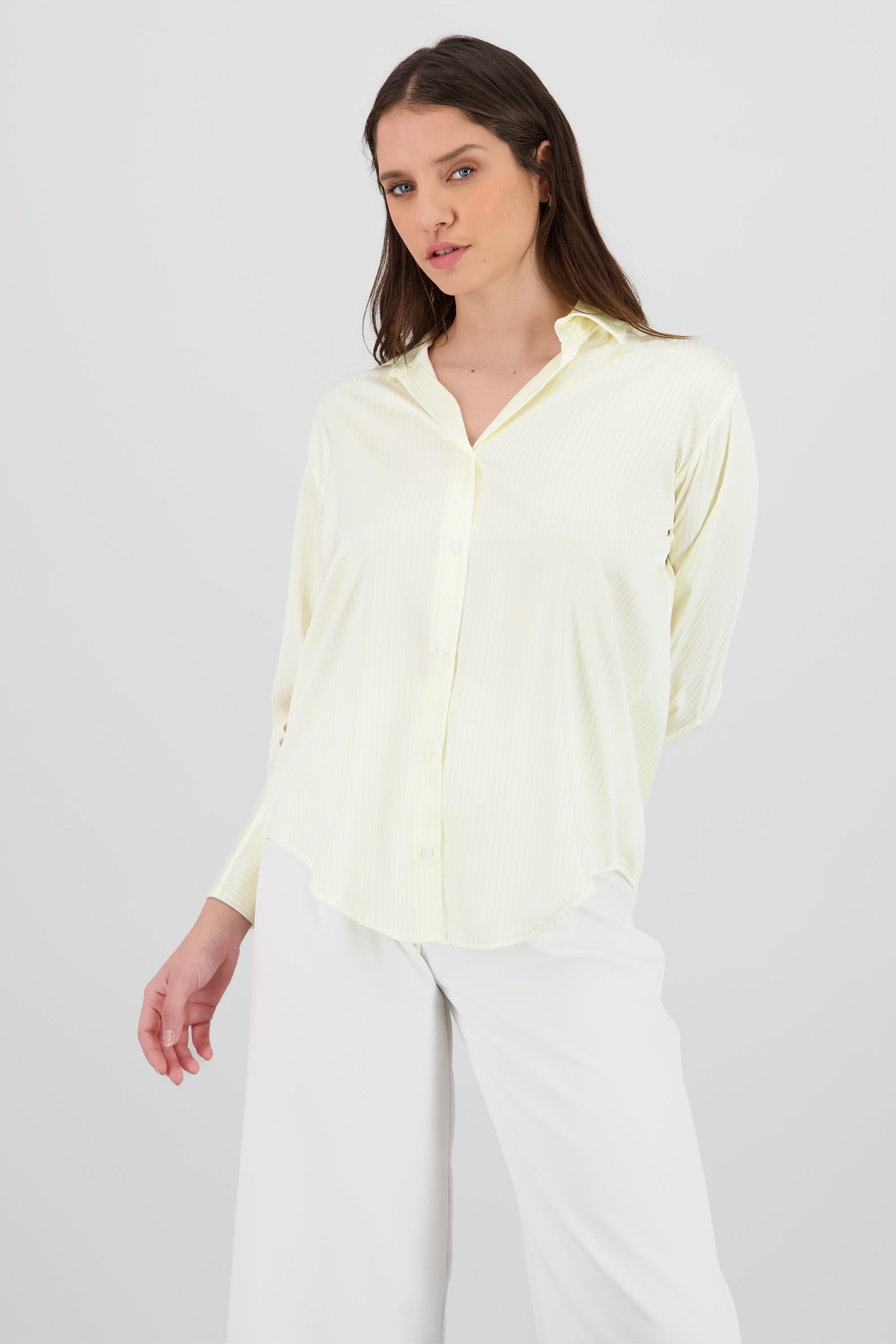 Blusa satin rayas manga larga Hypsters AMARILLO PASTEL