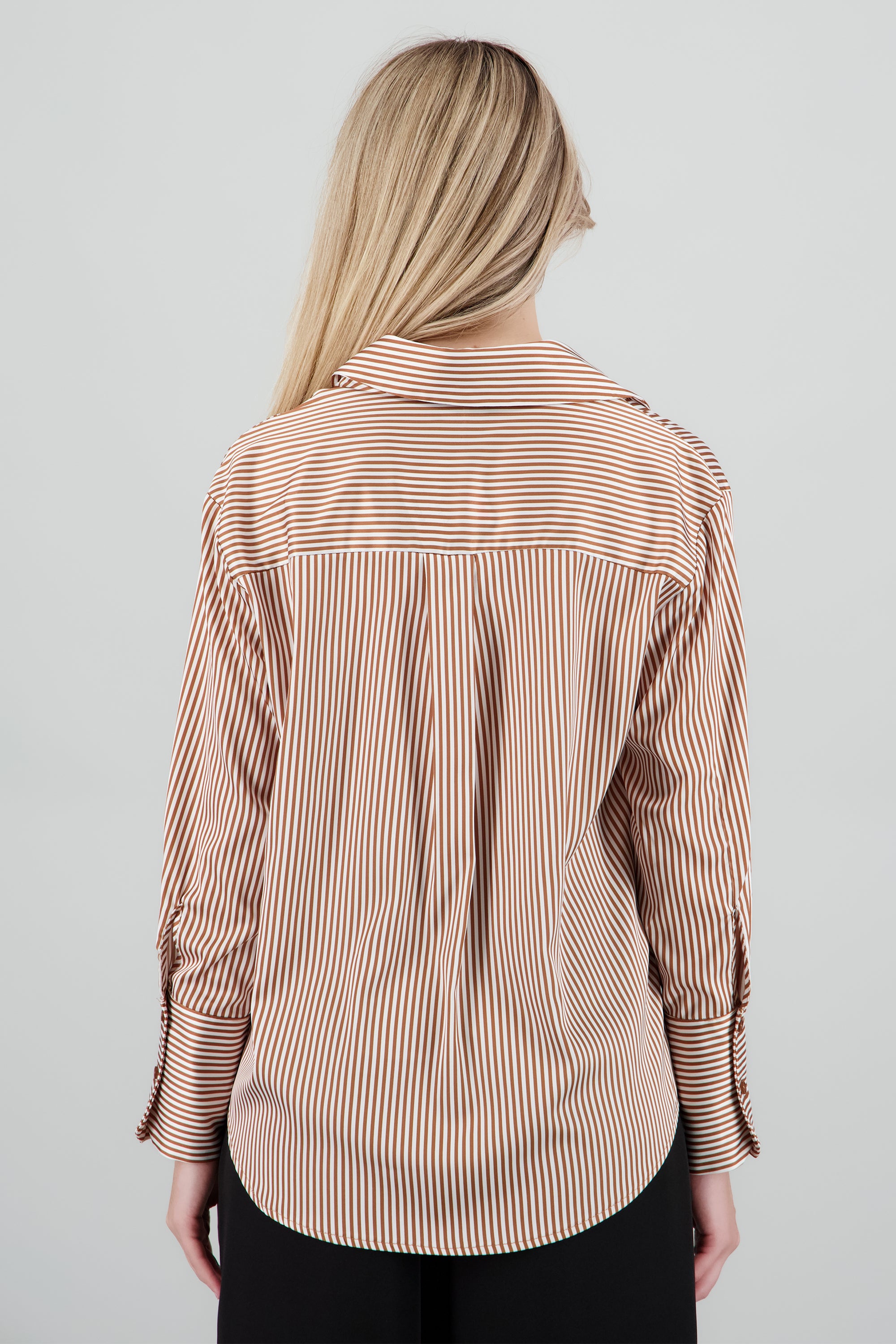 Blusa satin rayas manga larga Hypsters CAMELLO