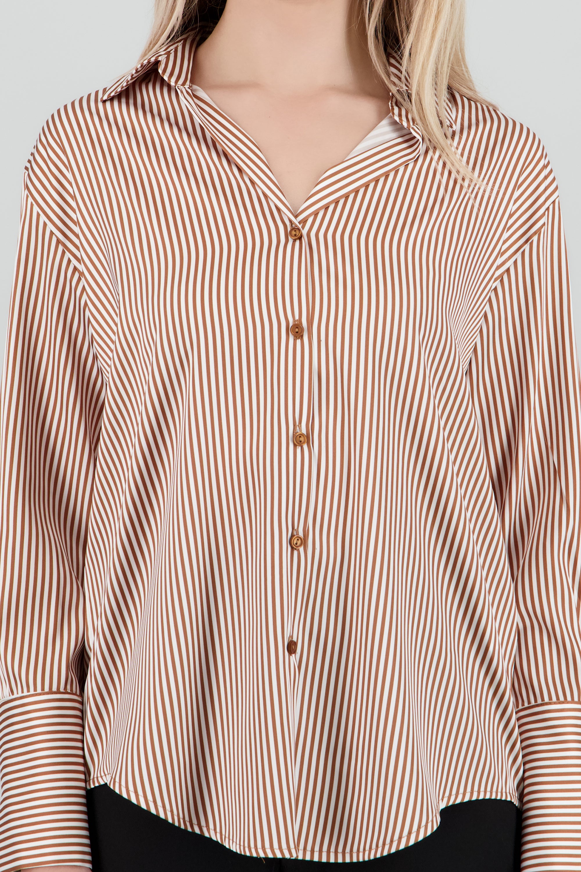 Blusa satin rayas manga larga Hypsters CAMELLO