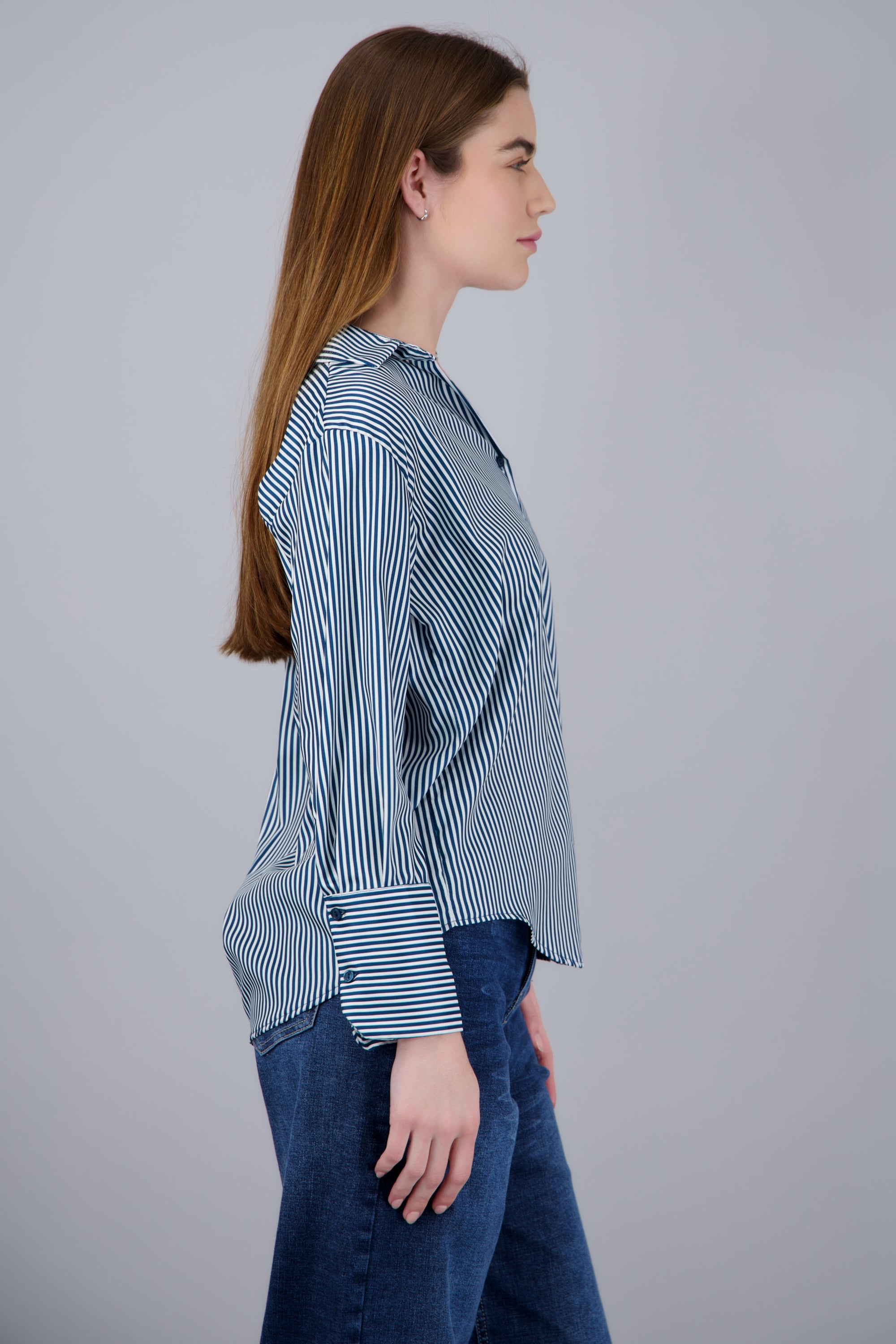 Blusa satin rayas manga larga Hypsters PETROLEO