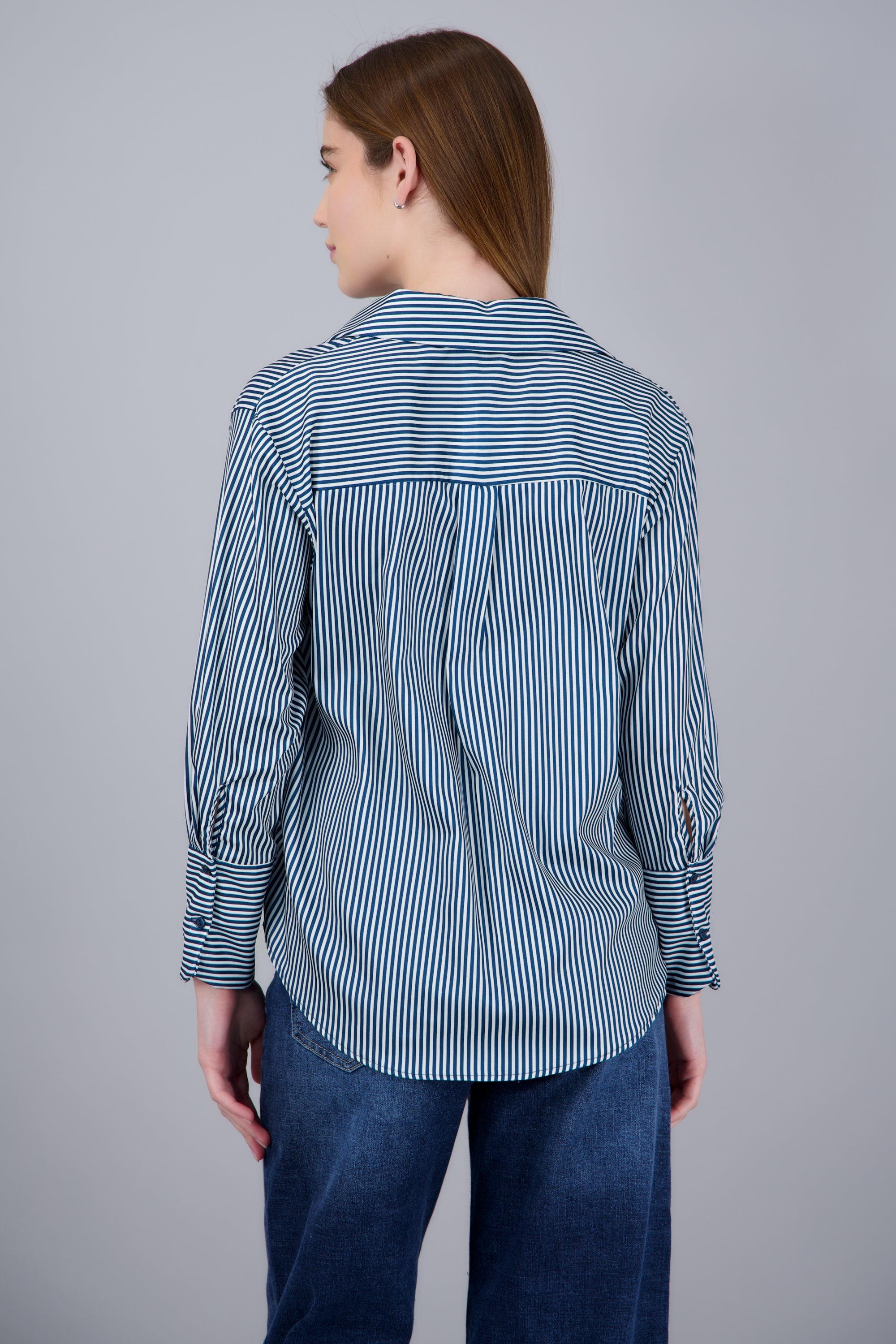 Blusa satin rayas manga larga Hypsters PETROLEO