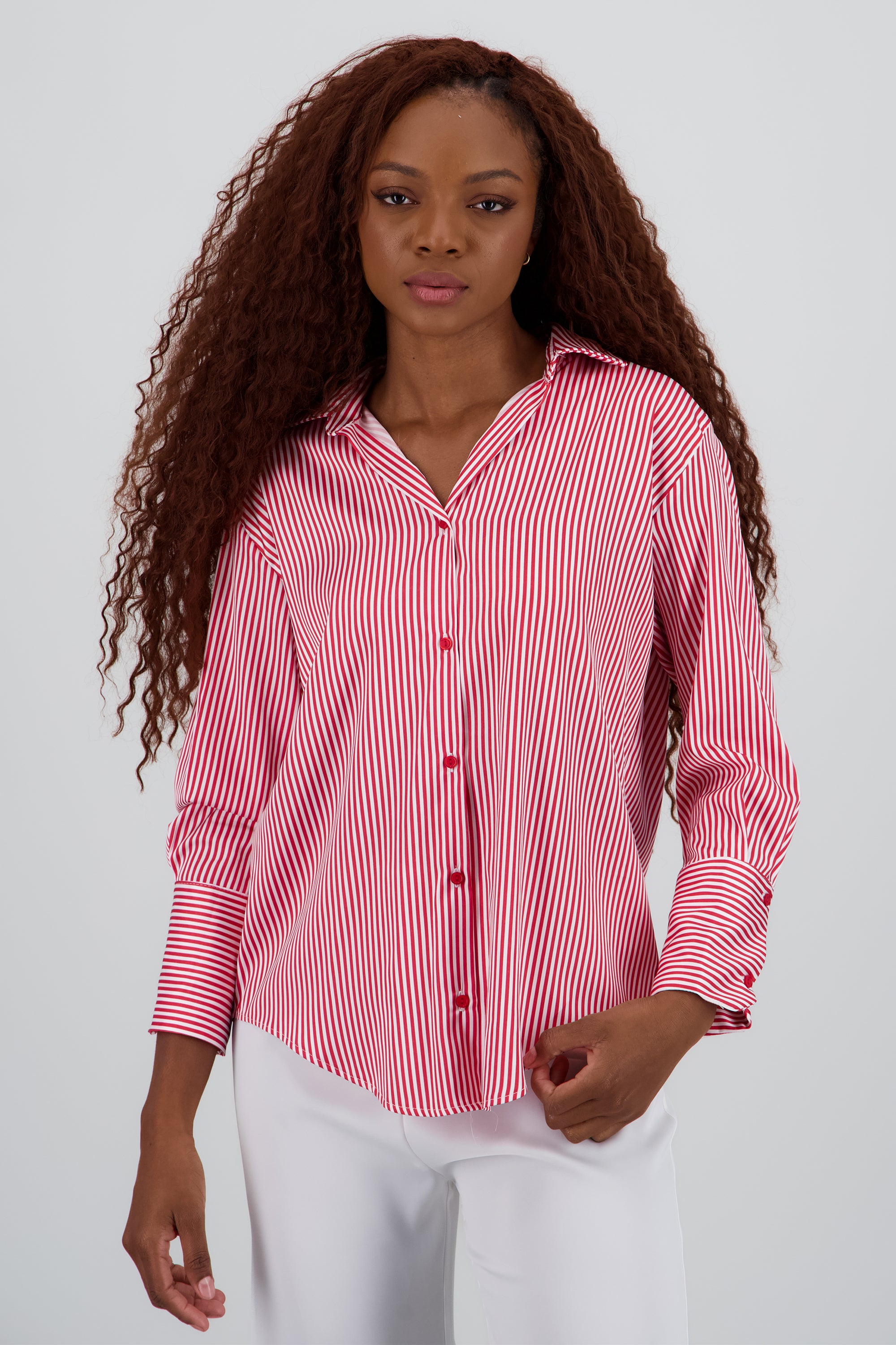 Blusa satin rayas manga larga Hypsters ROJO
