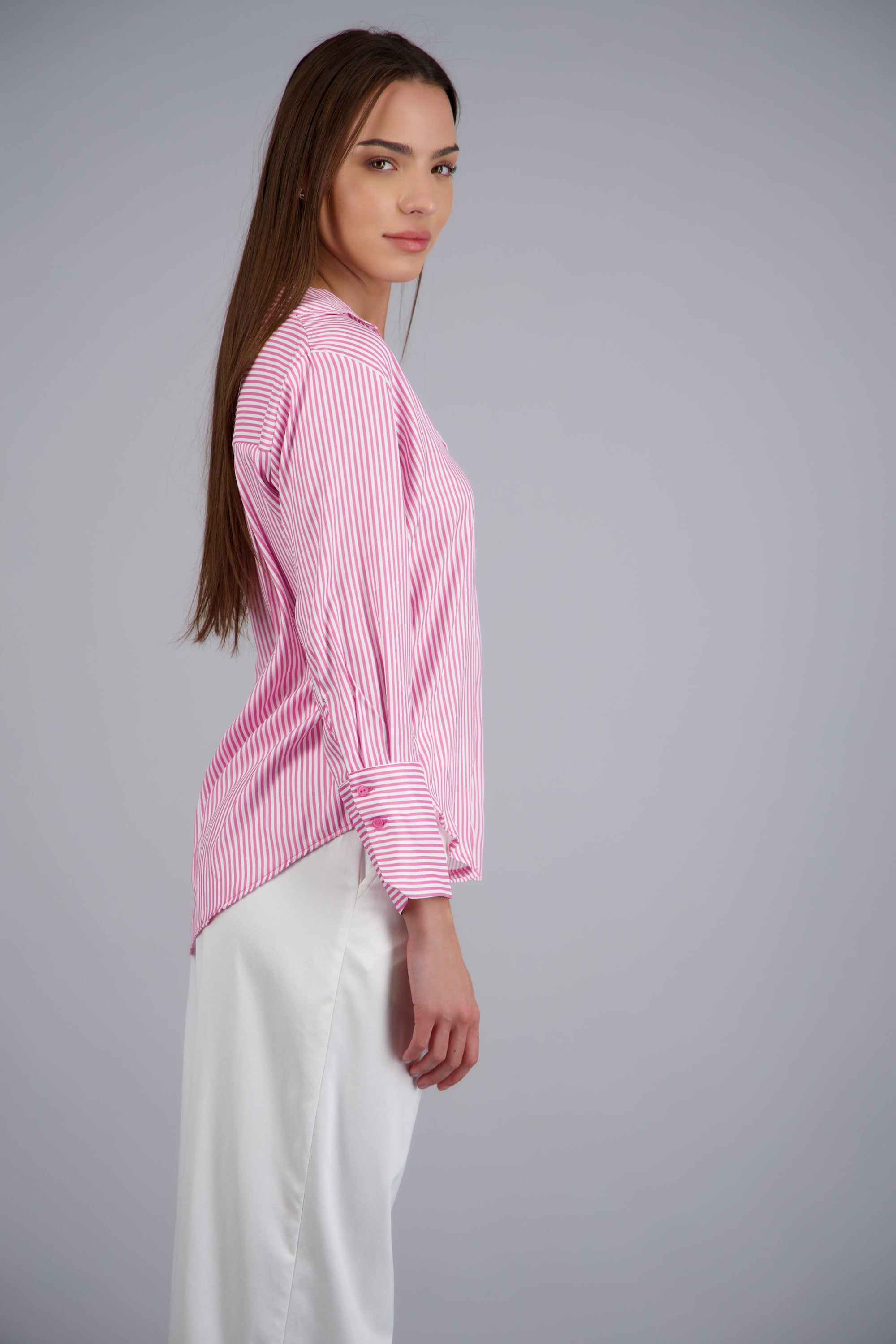 Blusa satin rayas manga larga Hypsters ROSA COMBO