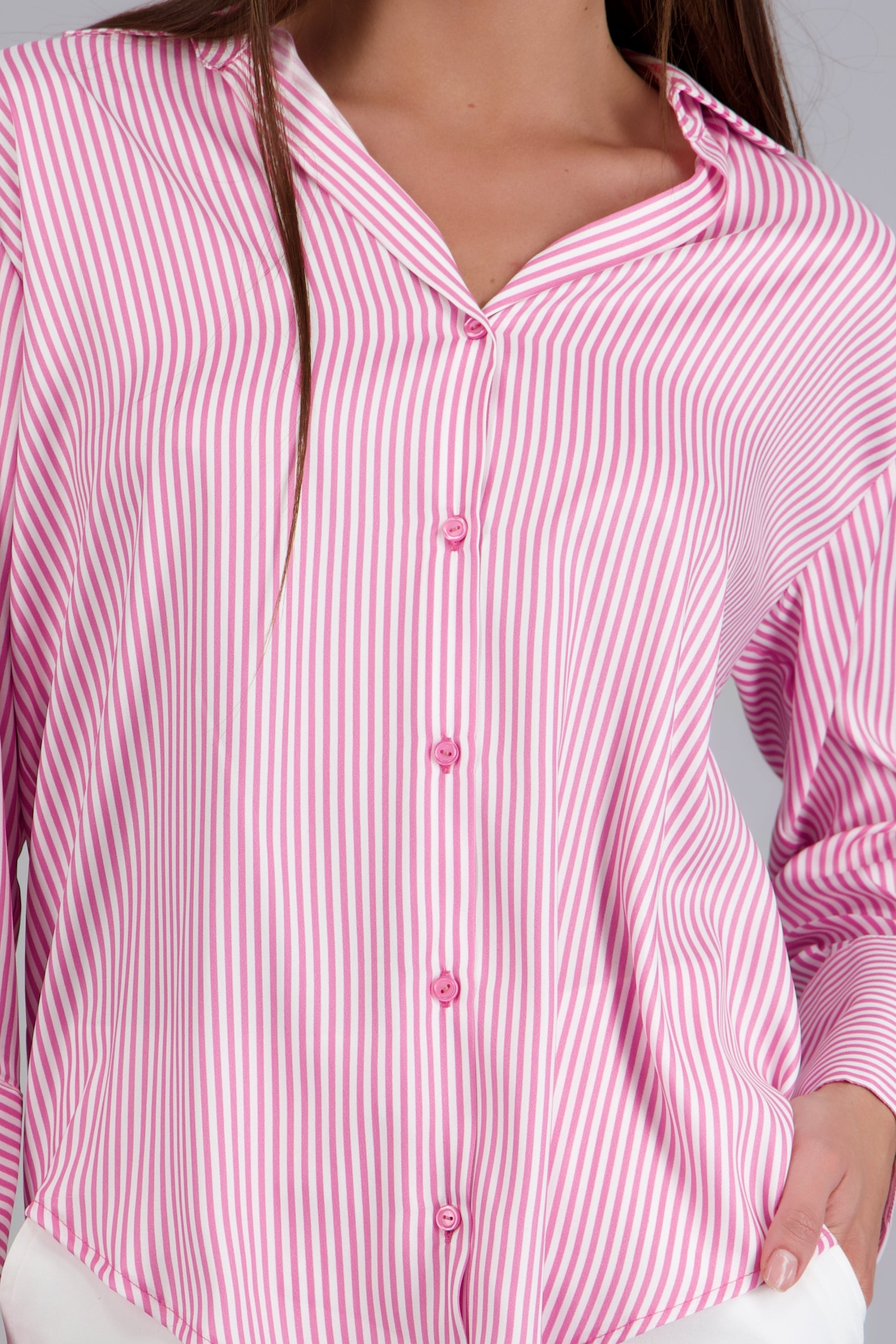 Blusa satin rayas manga larga Hypsters ROSA COMBO