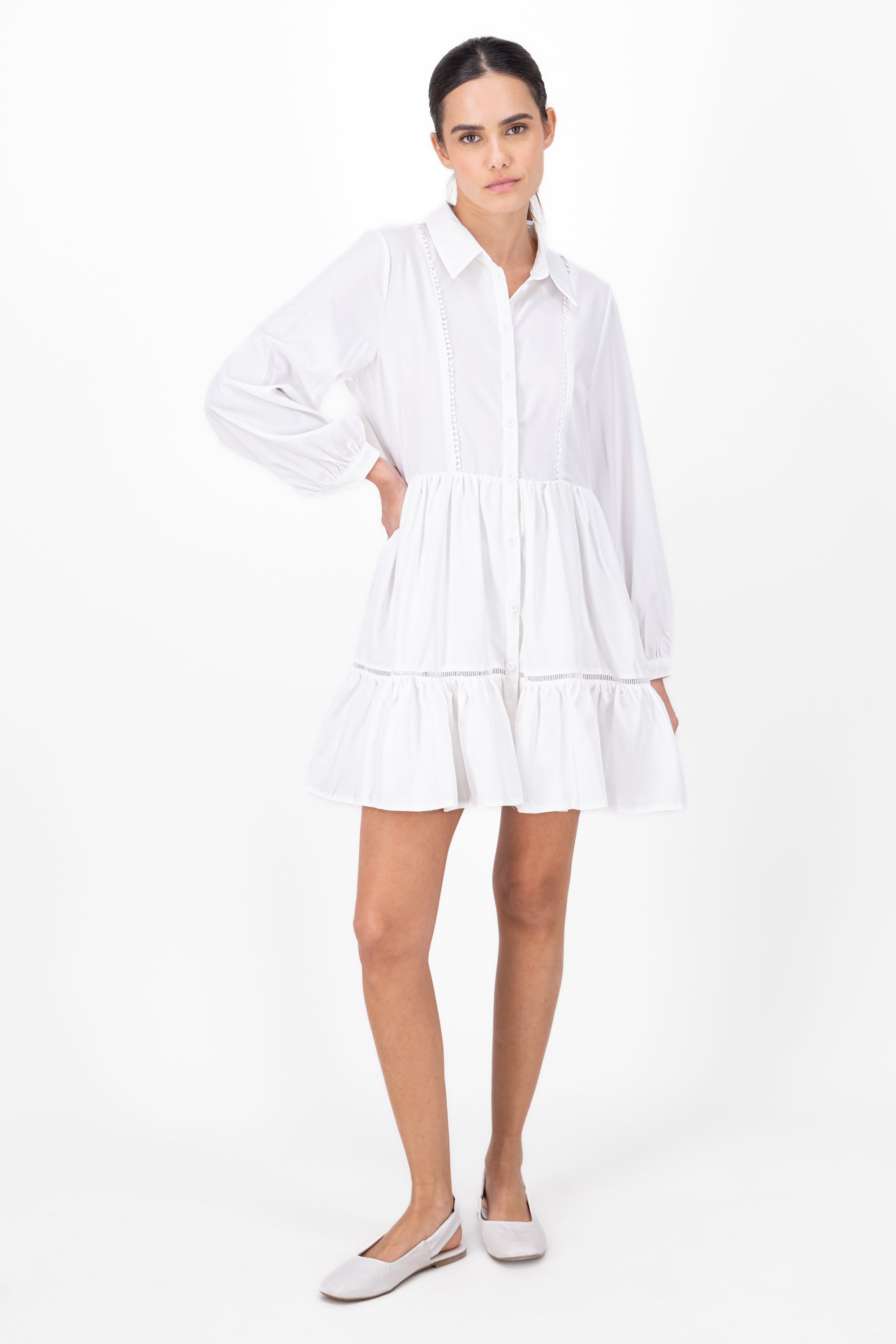 Vetsido camisero volumen liso BLANCO
