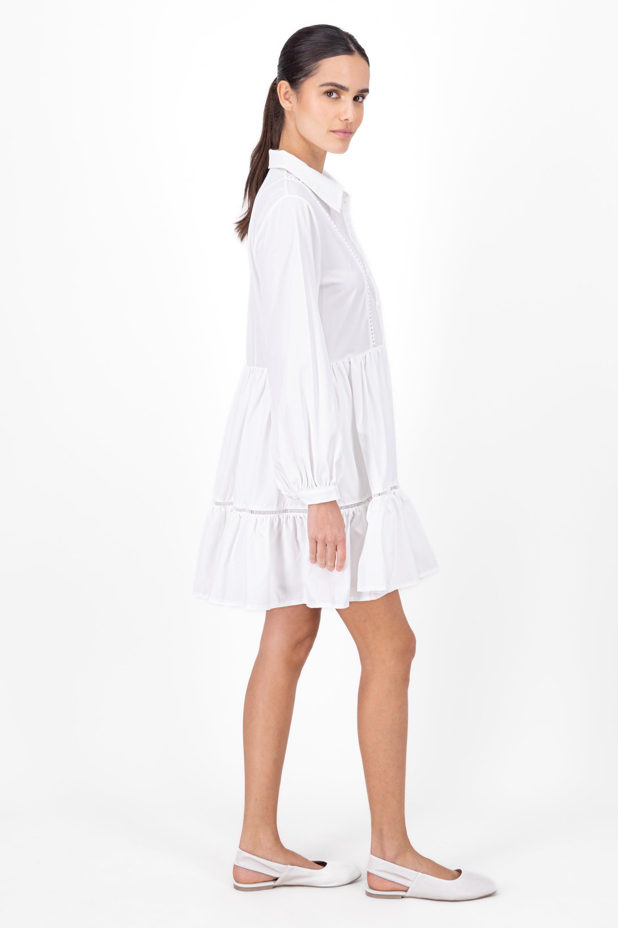 Vetsido camisero volumen liso BLANCO