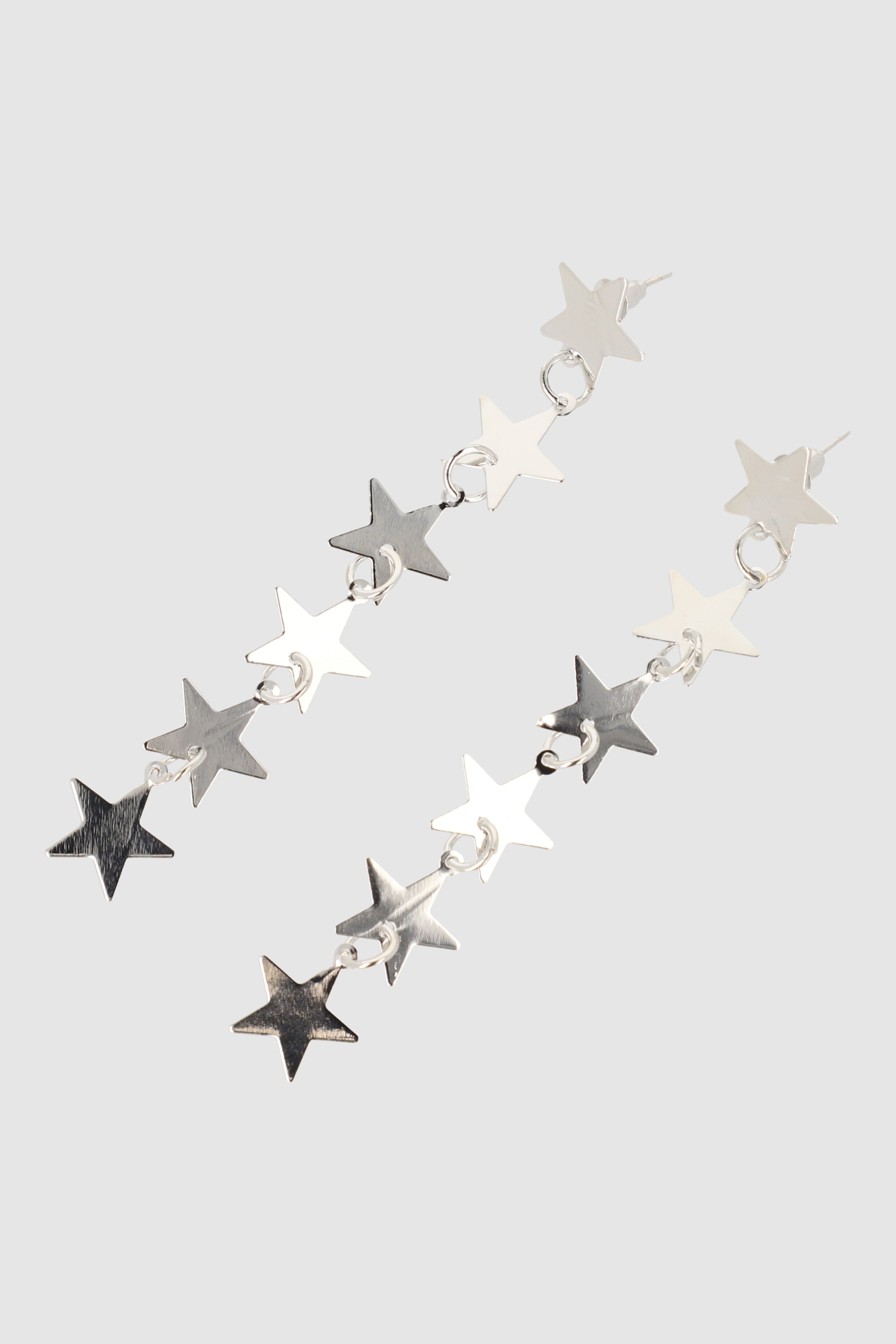 Aretes multi estrellas largos PLATA