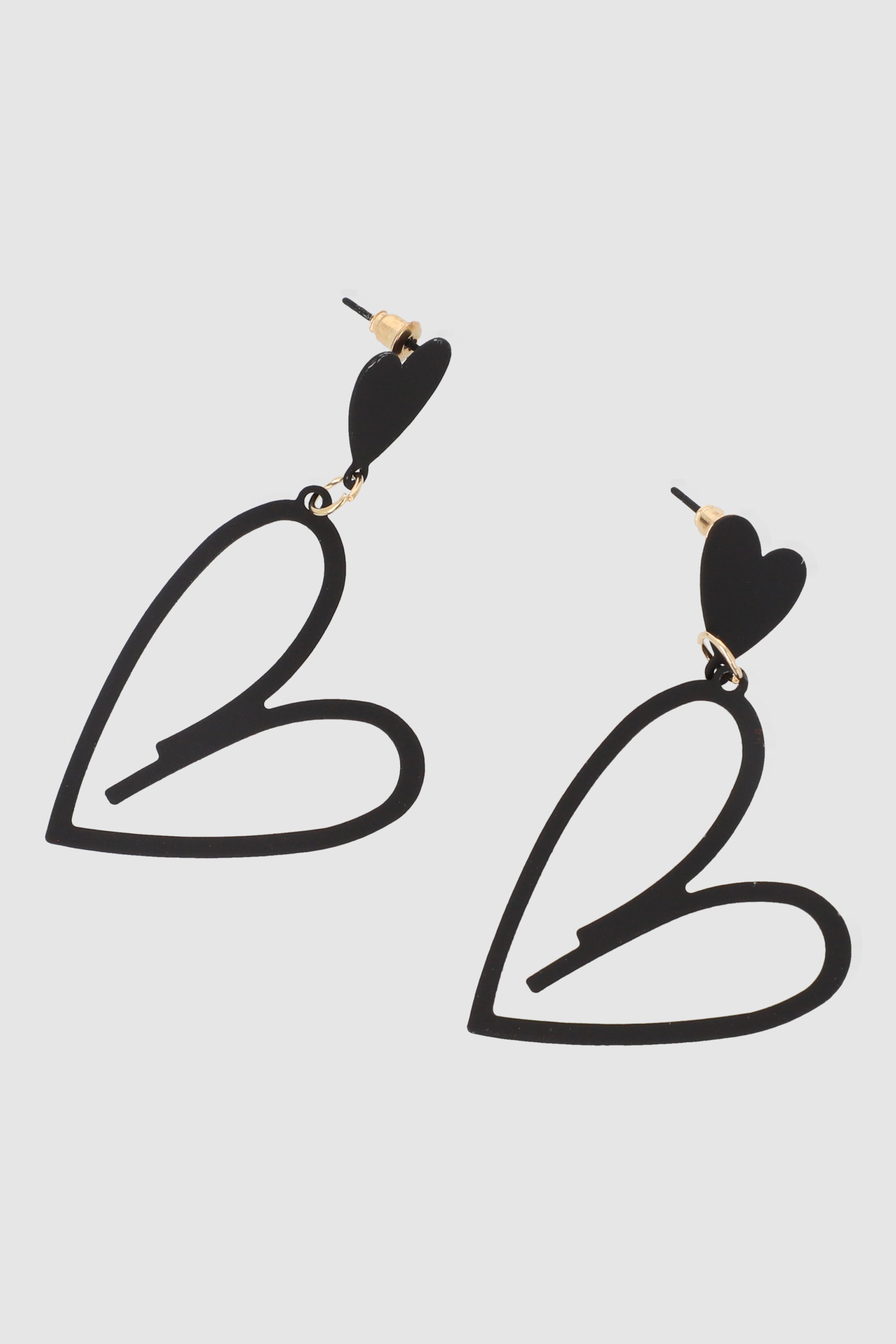 Aretes doble corazon silueta NEGRO