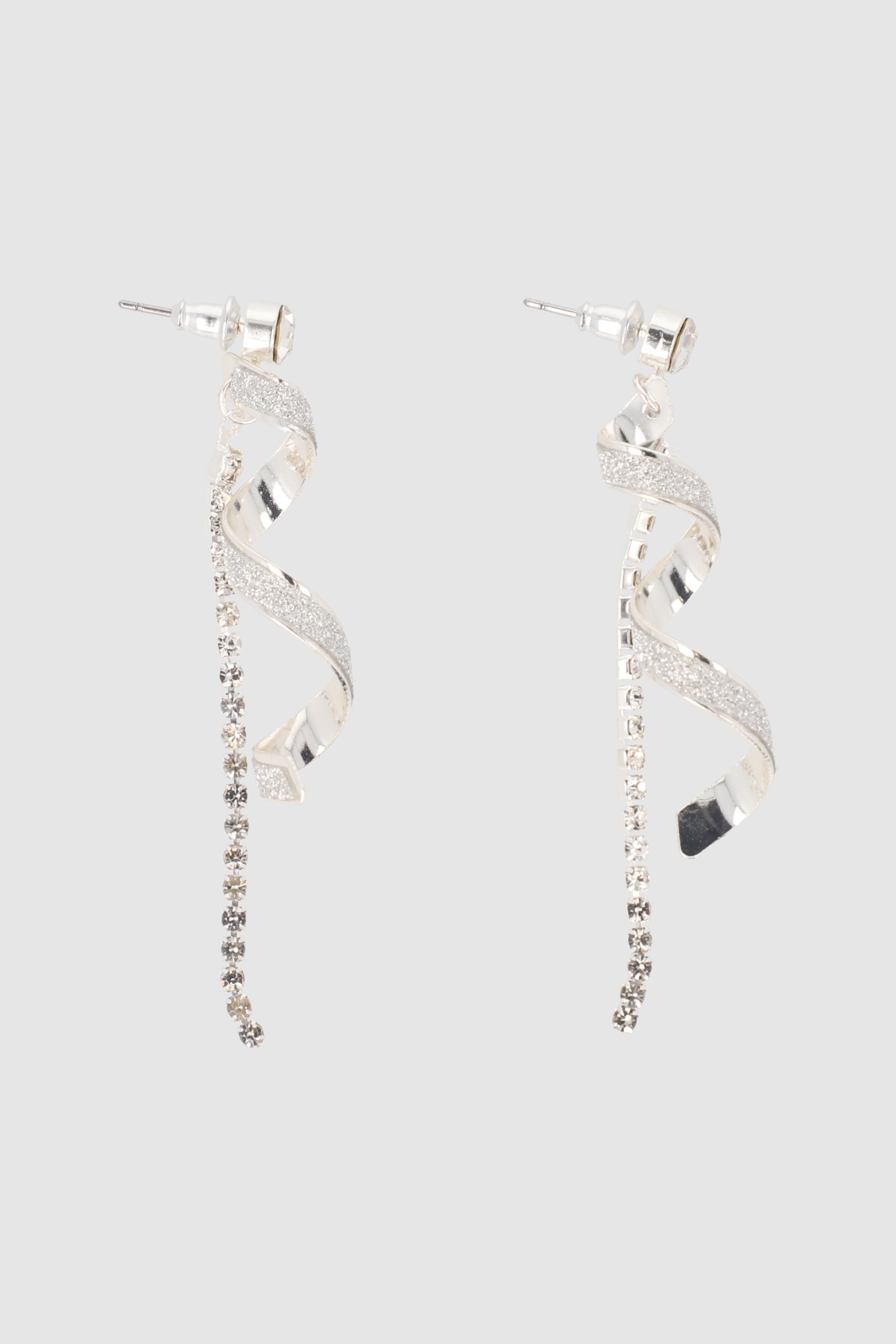 Aretes remolino glitter brillos PLATA