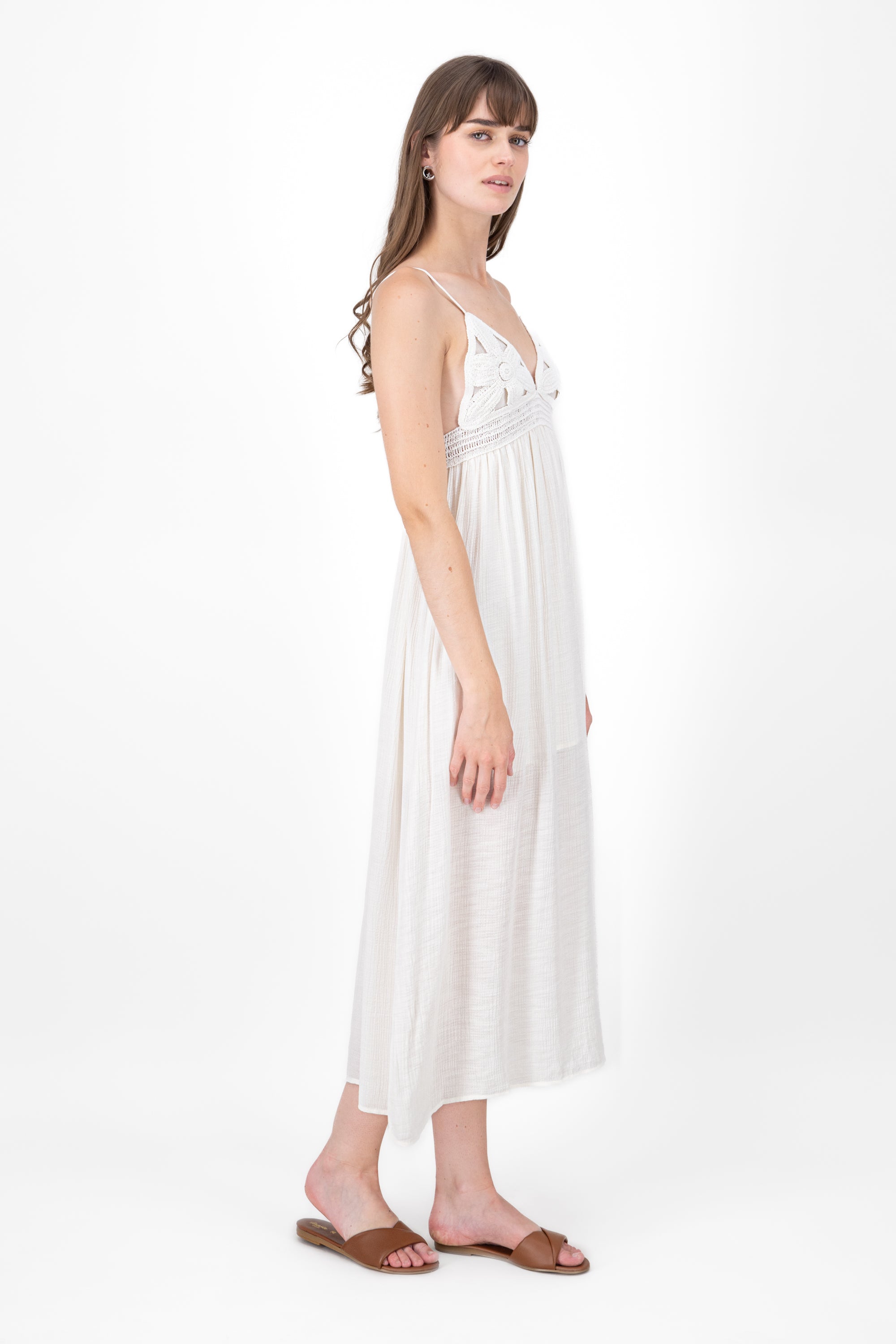 Vestido maxi crochet de flor BLANCO