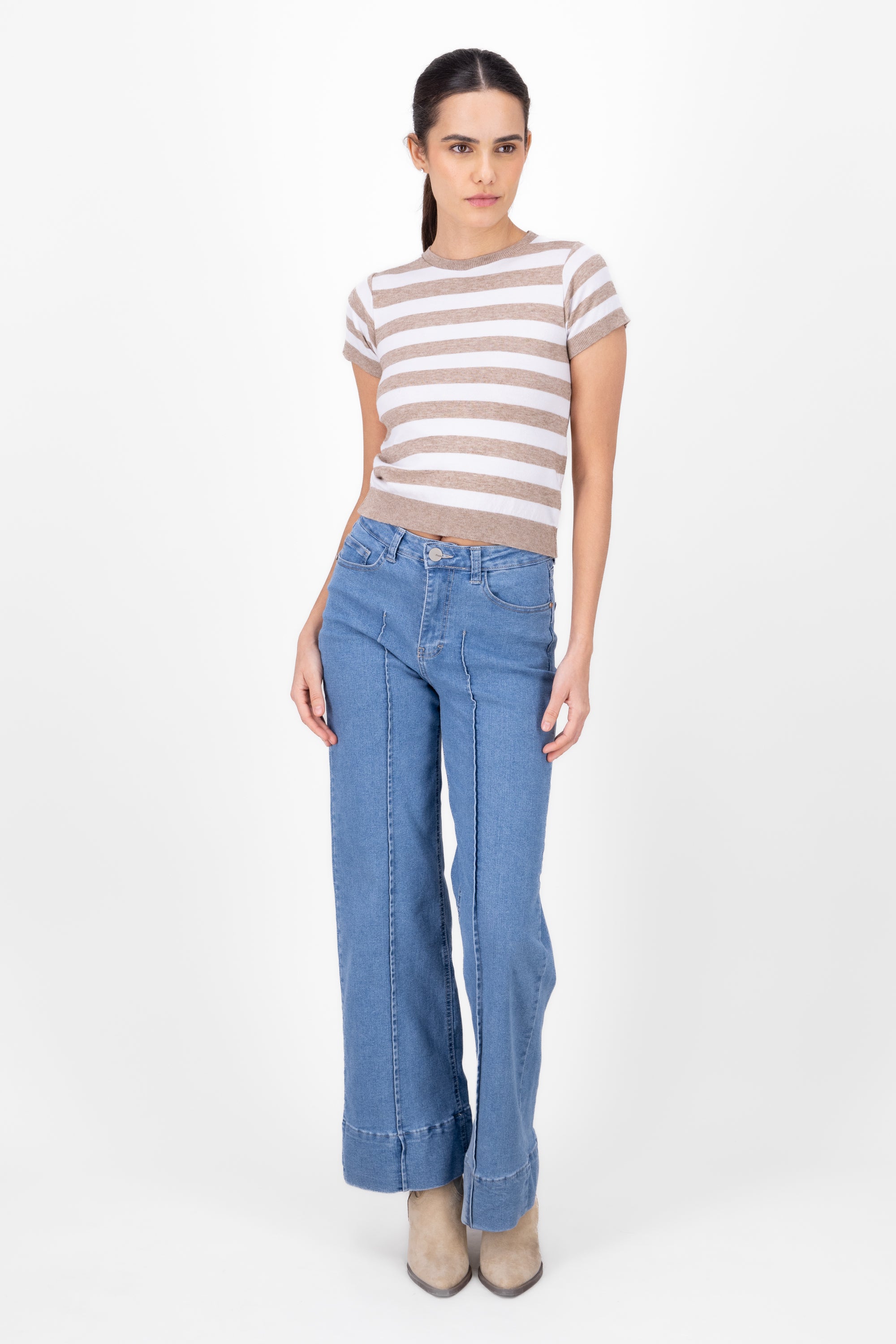 Jeans wide leg pinzas LIGHT WASH