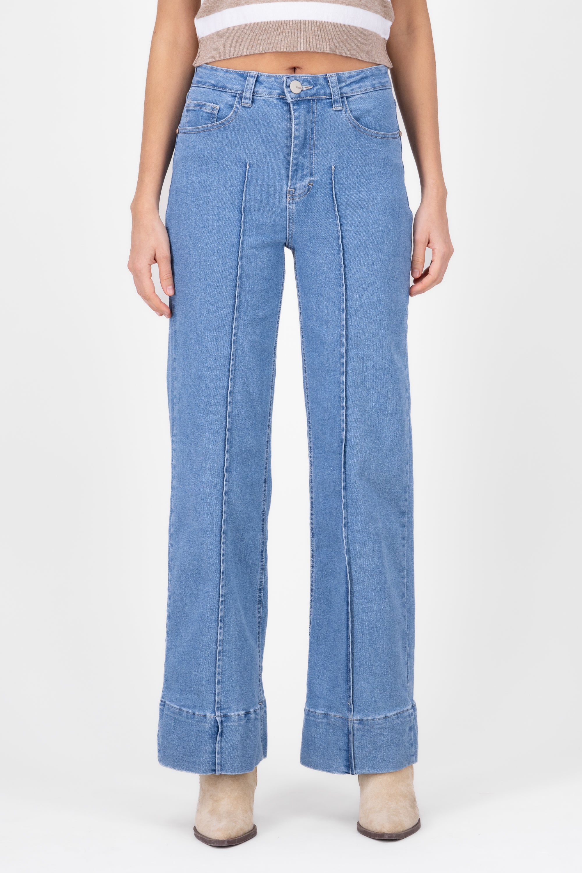 Jeans wide leg pinzas LIGHT WASH