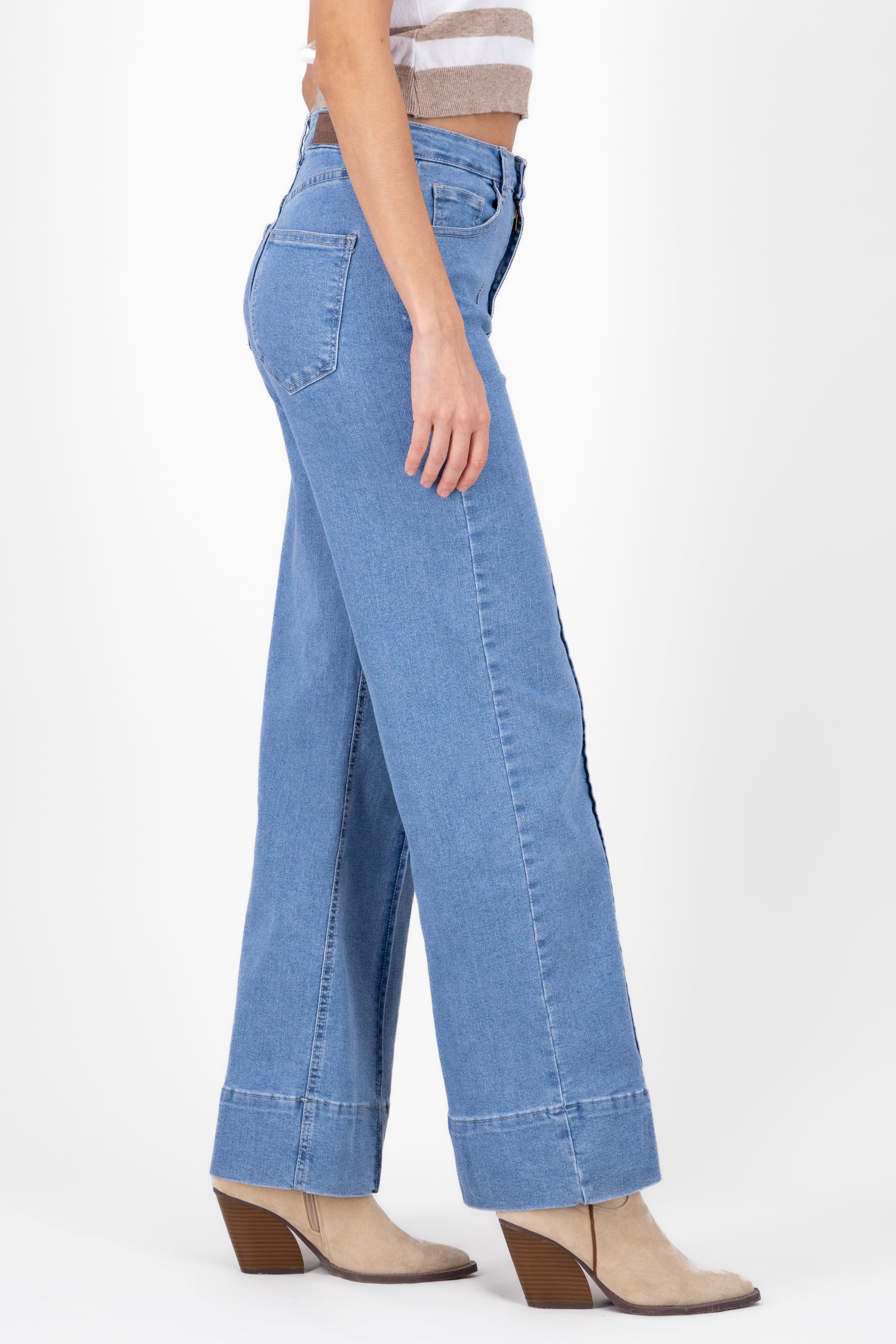 Jeans wide leg pinzas LIGHT WASH