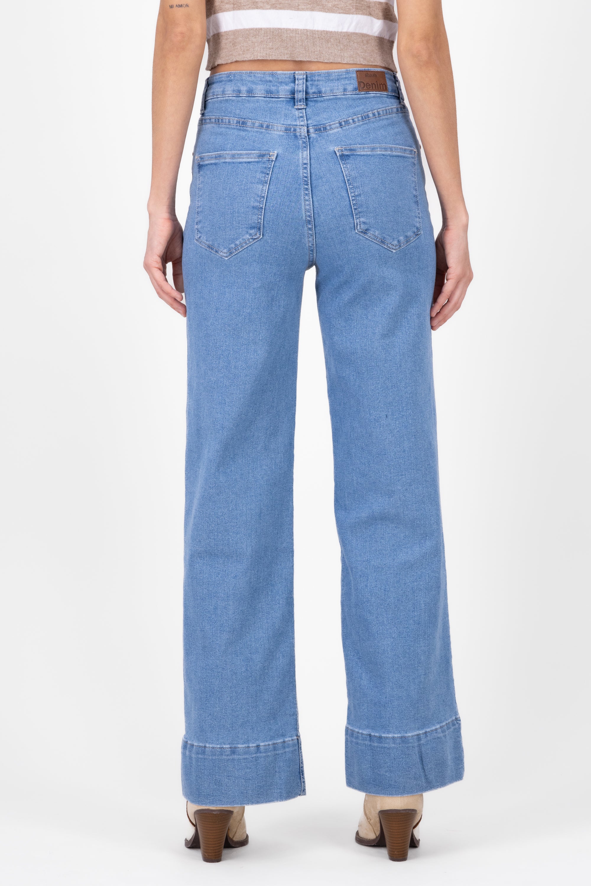 Jeans wide leg pinzas LIGHT WASH