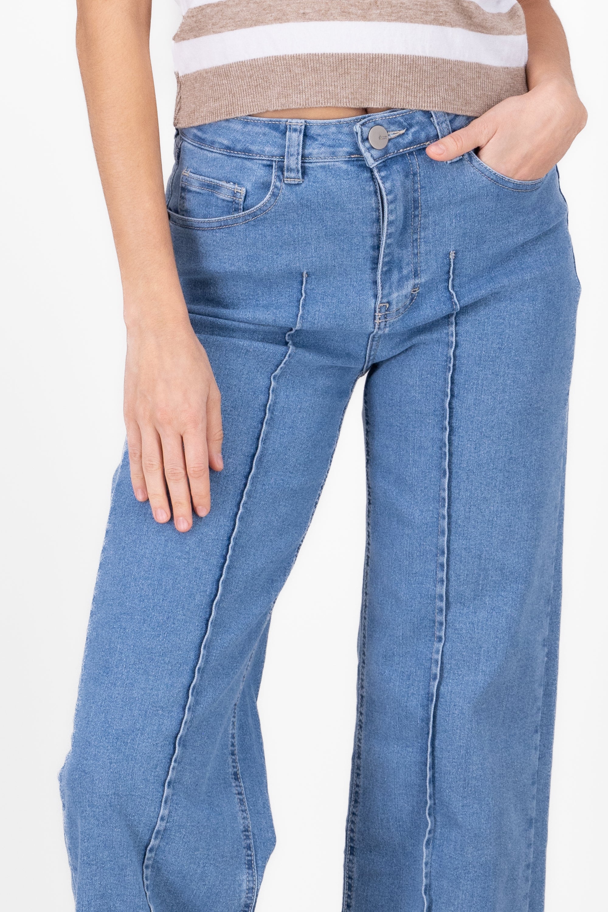 Jeans wide leg pinzas LIGHT WASH