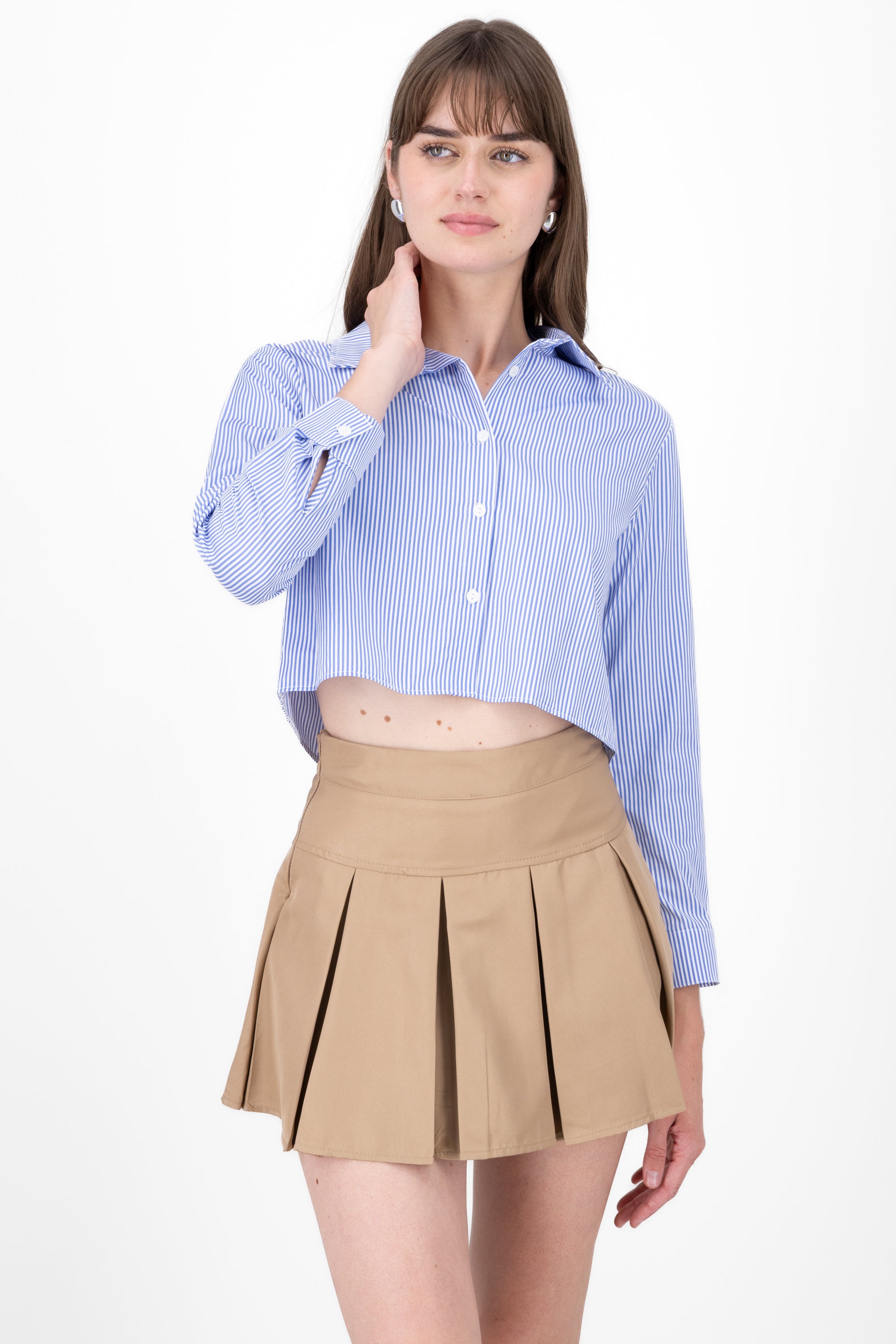 Camisa crop rayas AZUL COMBO