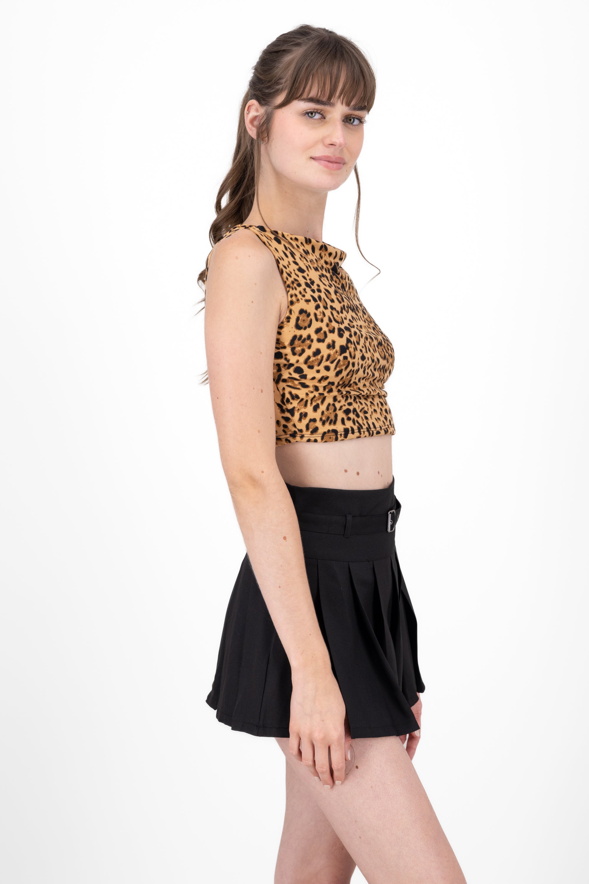 Top Leopardo estampado manga corta CAFE COMBO