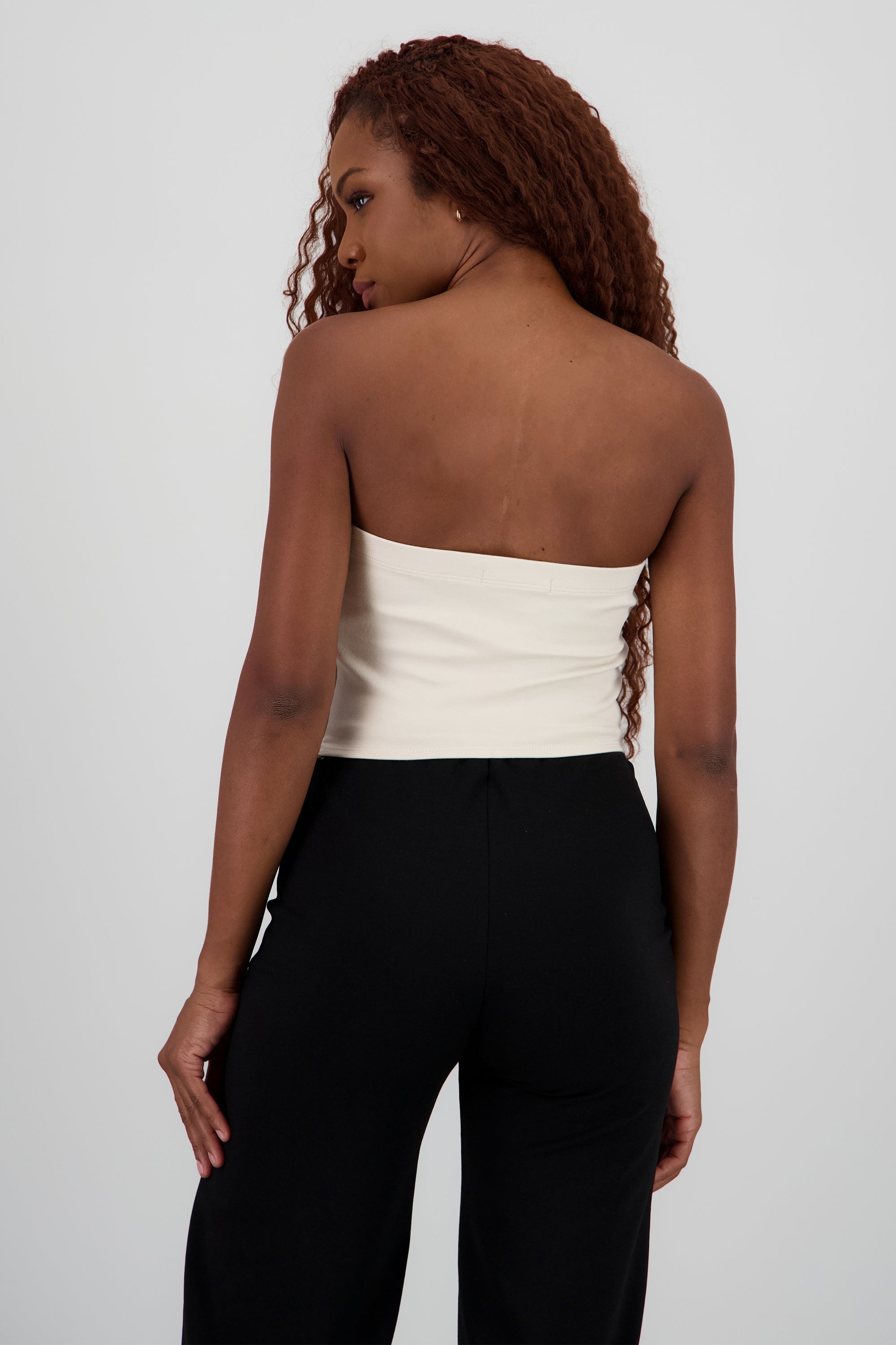 Top strapless detalle moños BEIGE