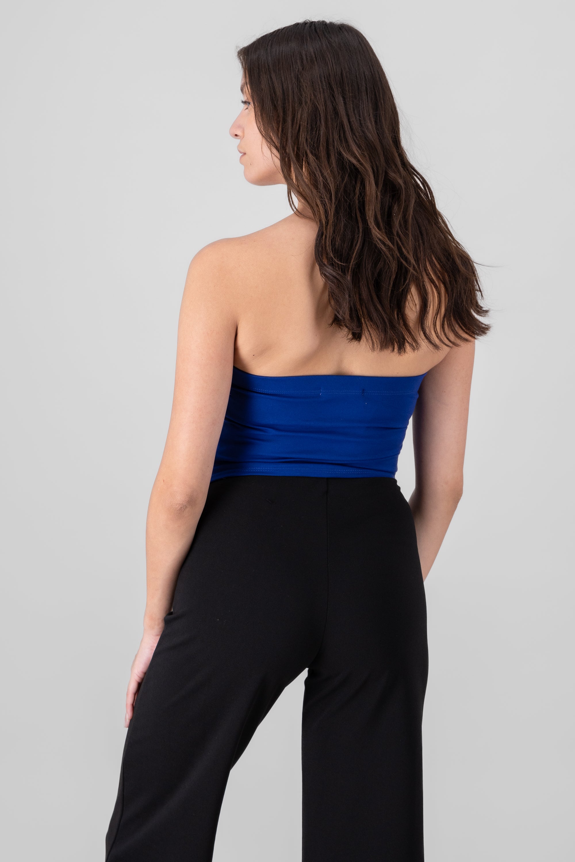 Top strapless detalle moños AZUL REY