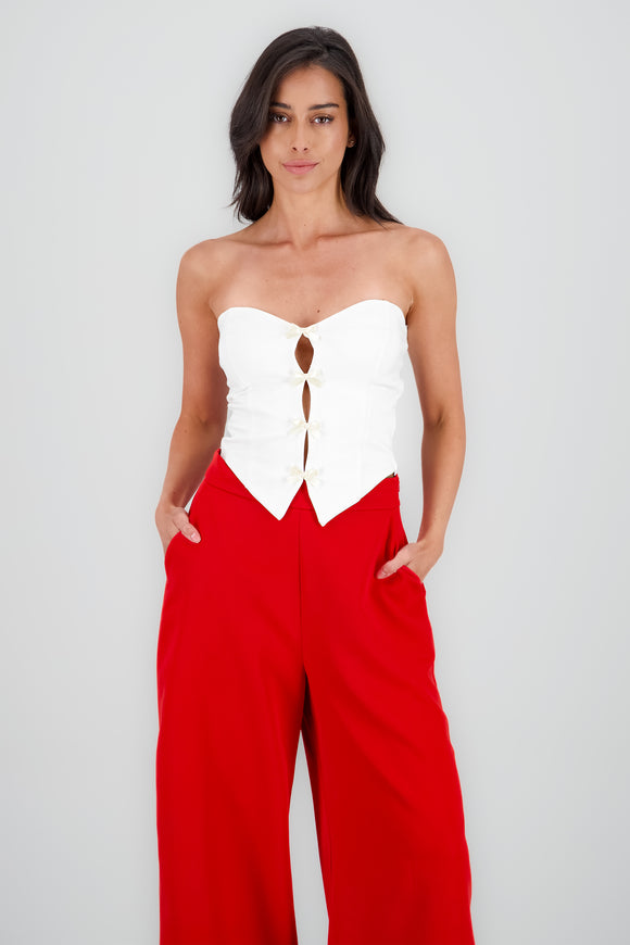 Top strapless detalle moños
