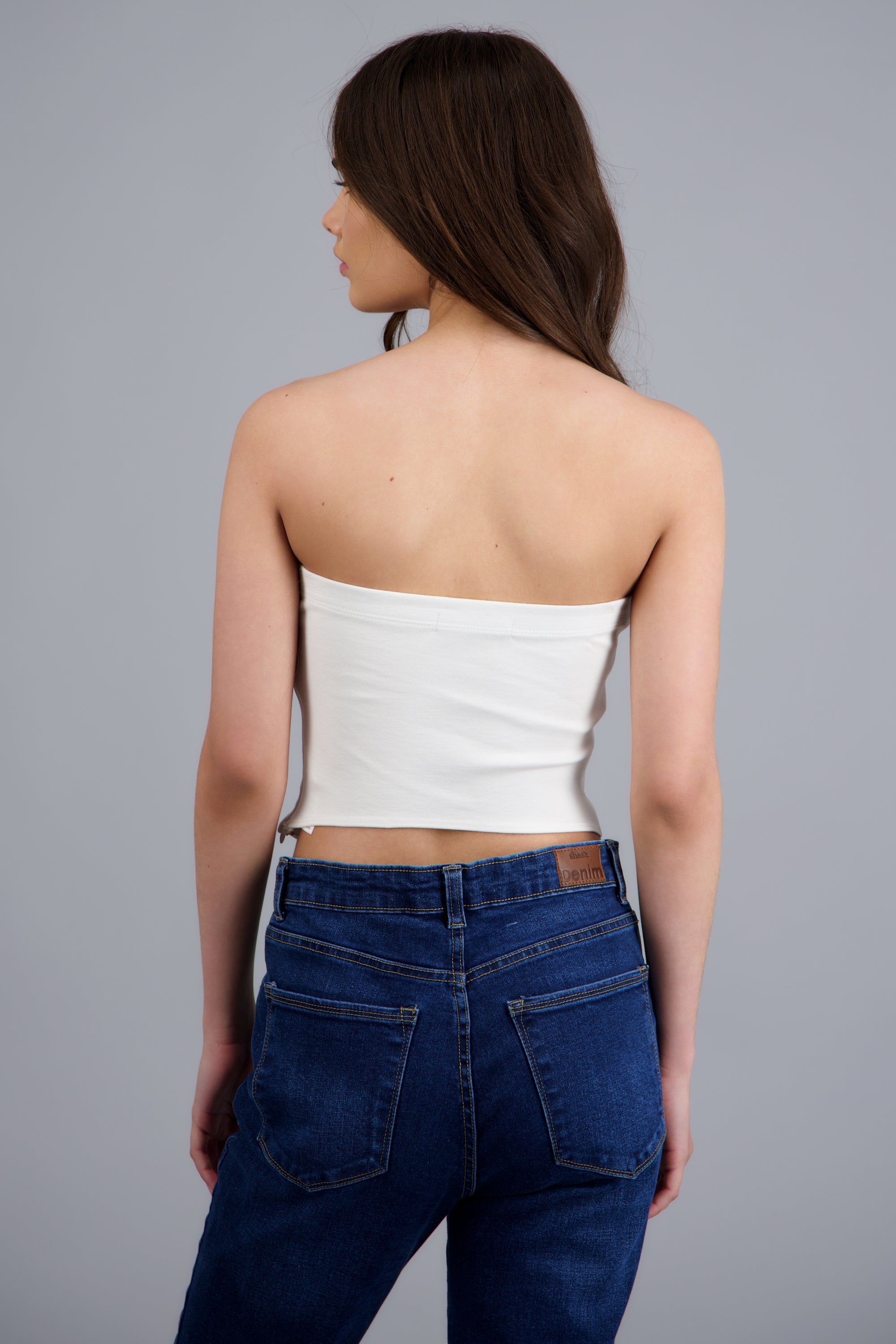 TOP STRAPLESS DET MOÑOS BLANCO