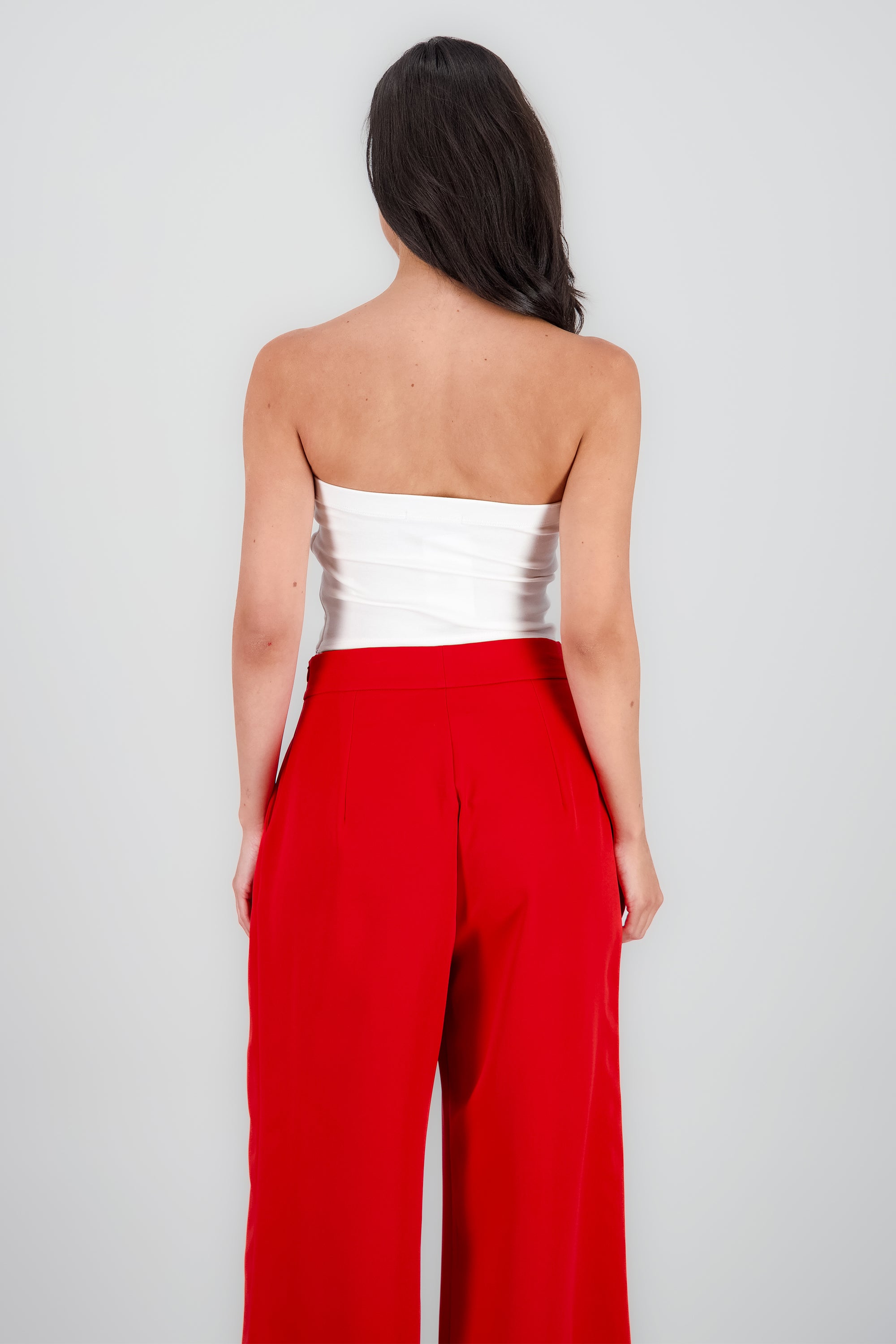 Top strapless detalle moños BLANCO