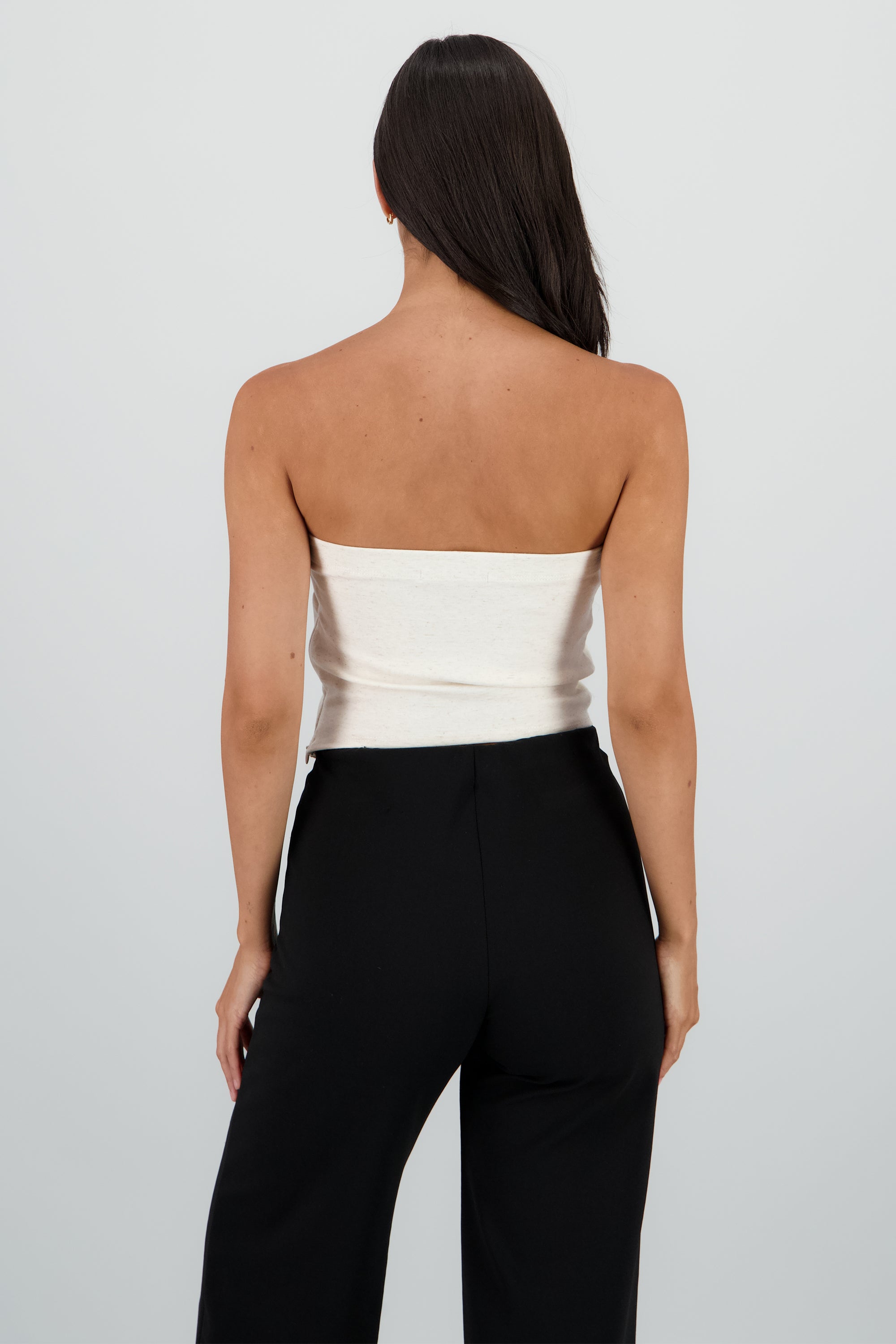 Top strapless detalle moños CREMA