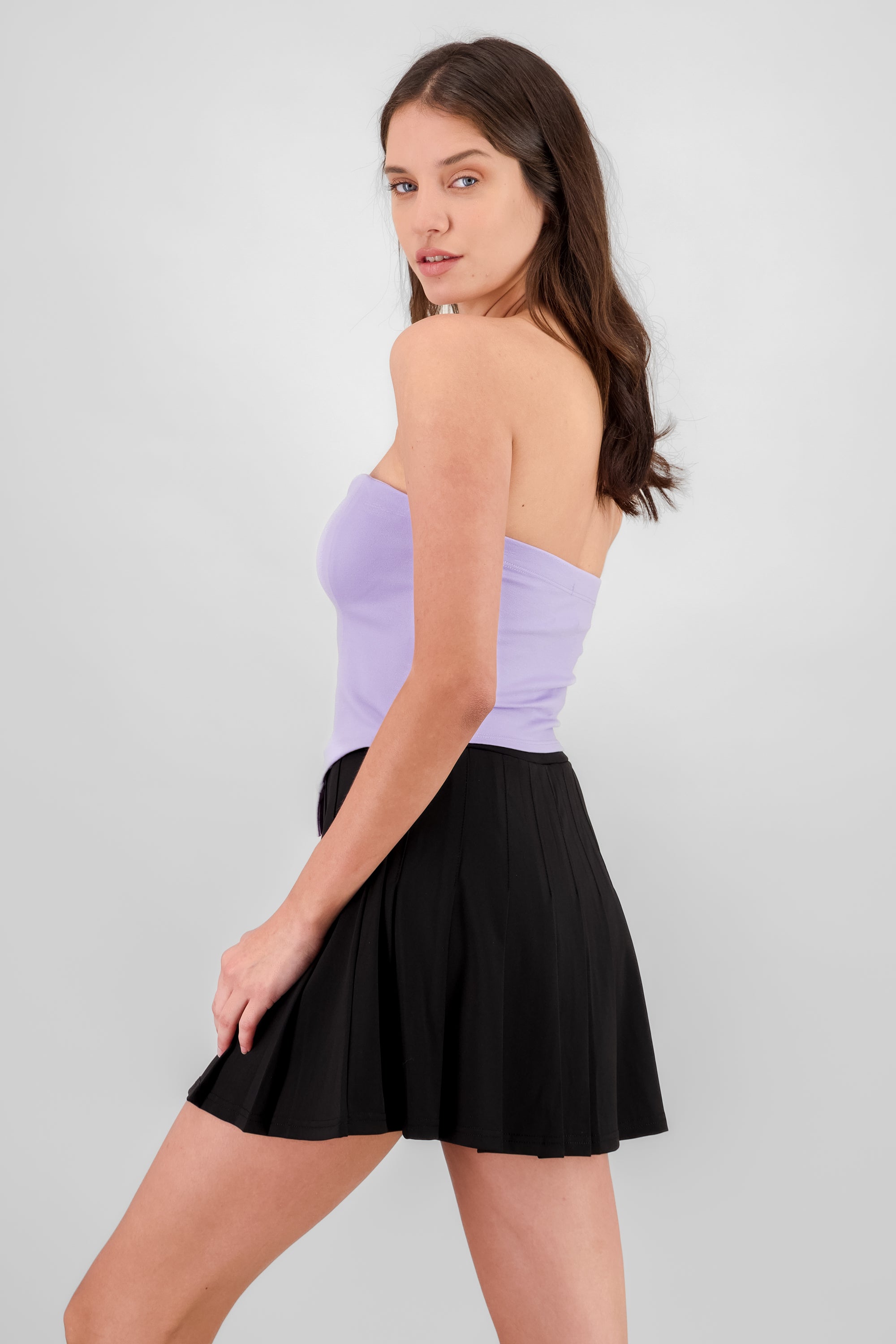 Top strapless detalle moños LILA