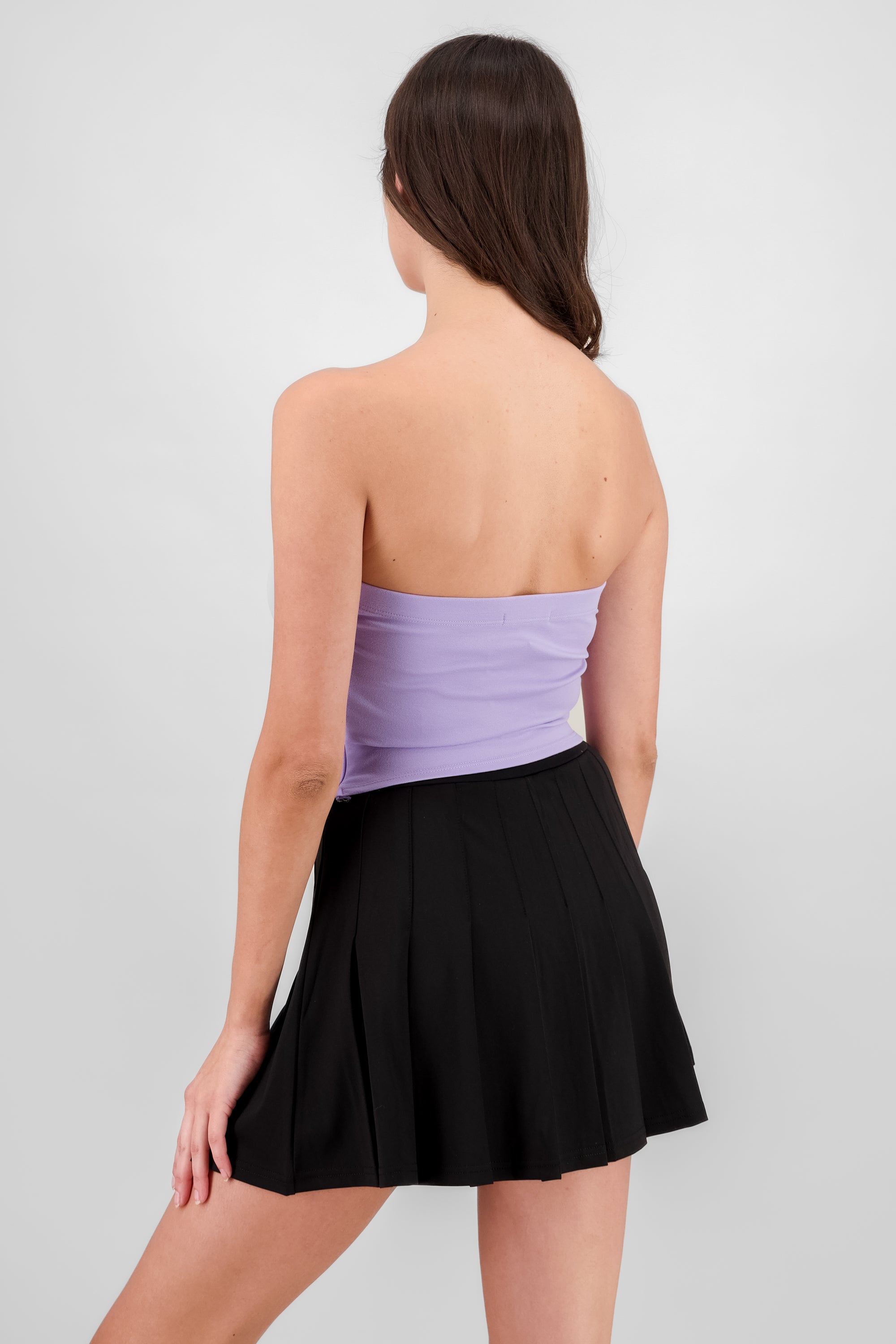 Top strapless detalle moños LILA