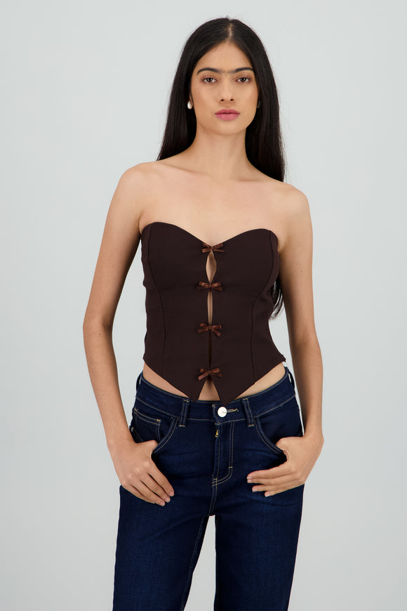 Top strapless detalle moños