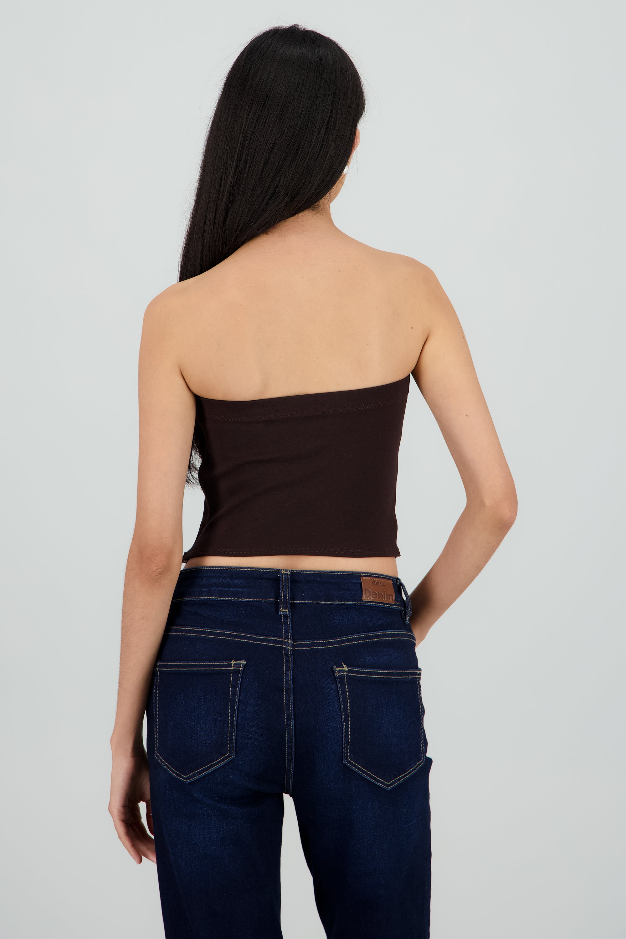Top strapless detalle moños