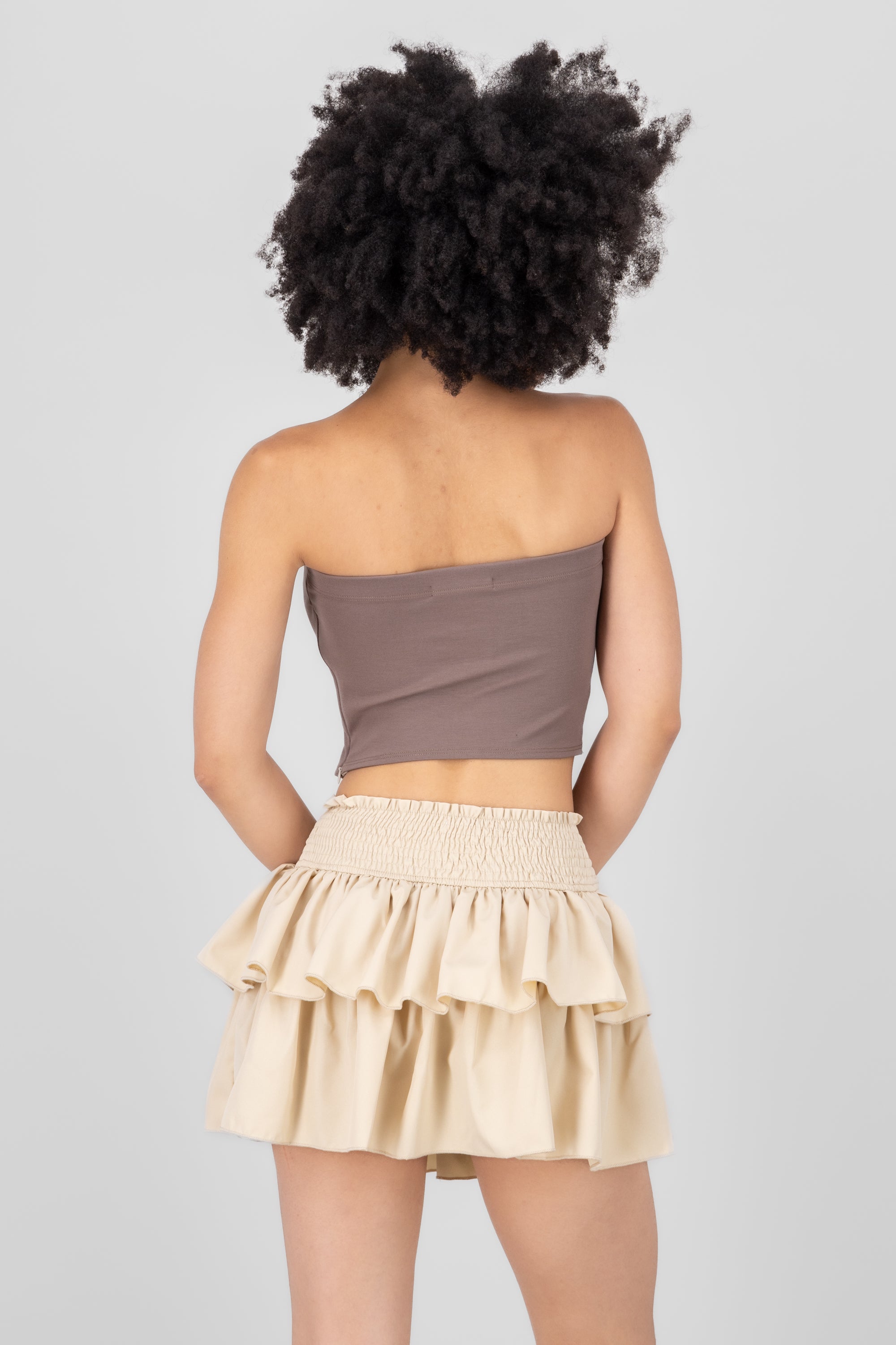 Top strapless detalle moños TAUPE