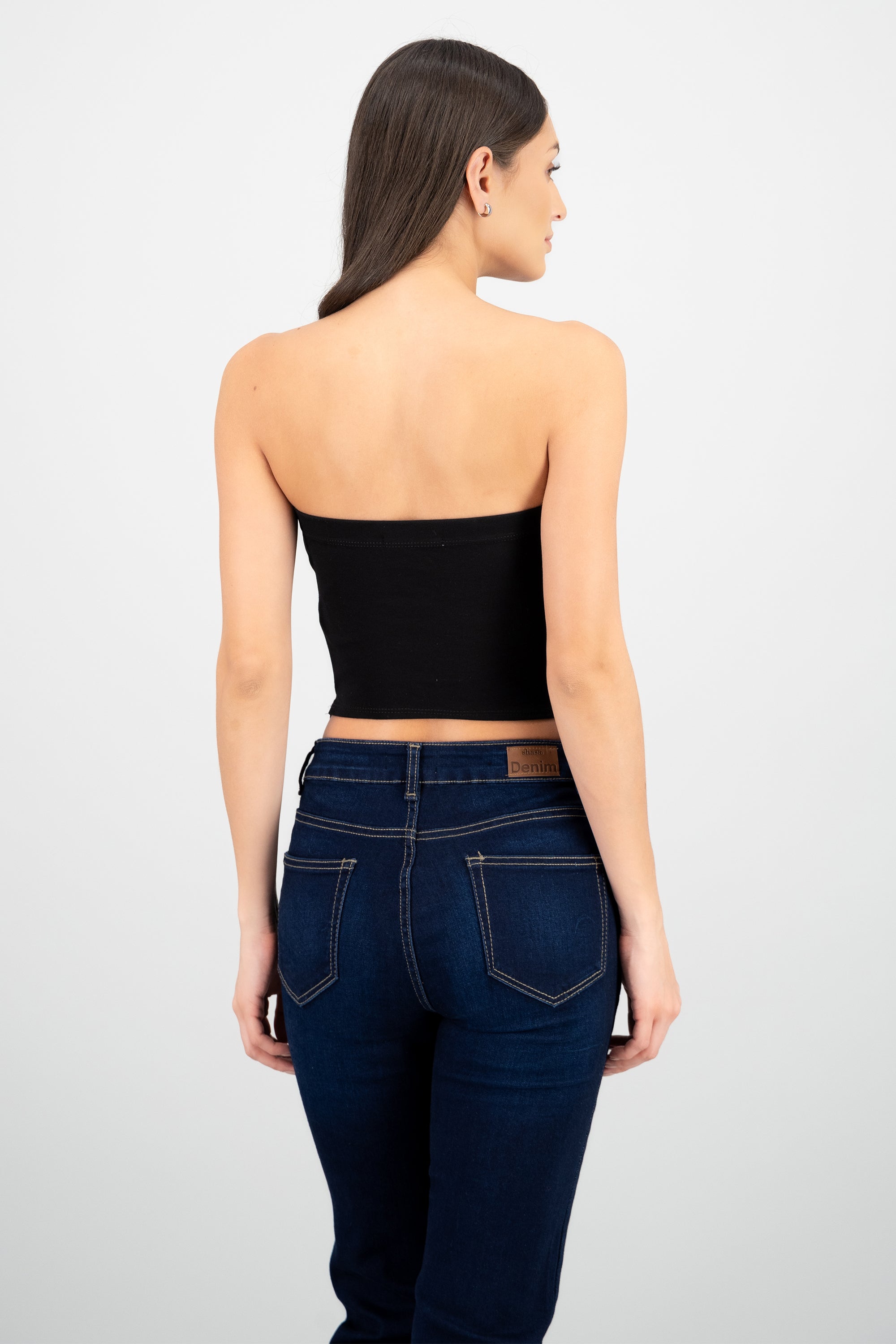 Top strapless detalle moños NEGRO COMBO