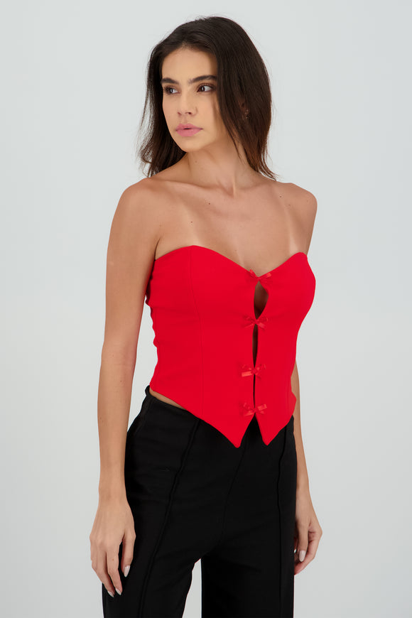 Top strapless detalle moños