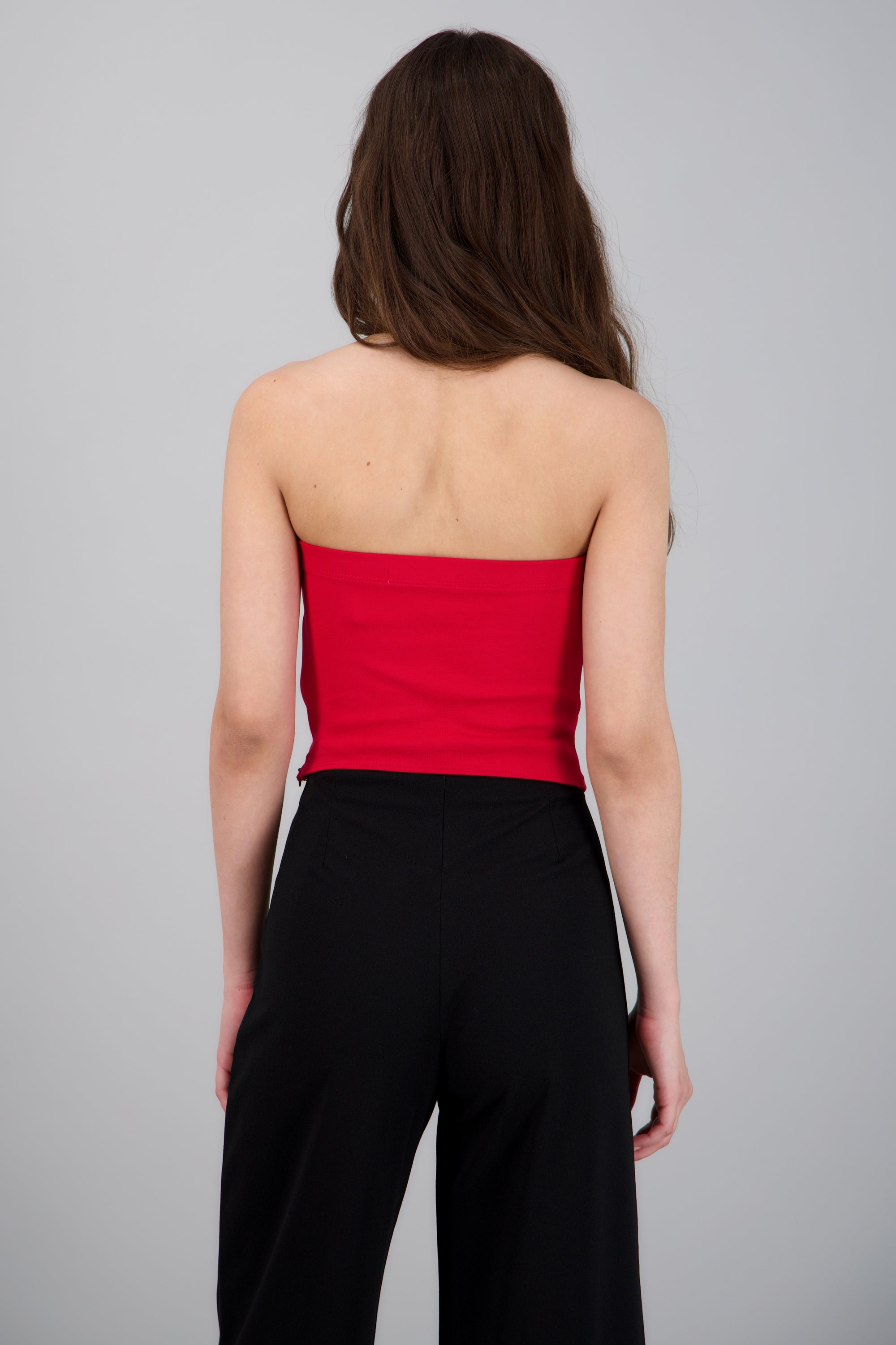 TOP STRAPLESS DET MOÑOS ROJO