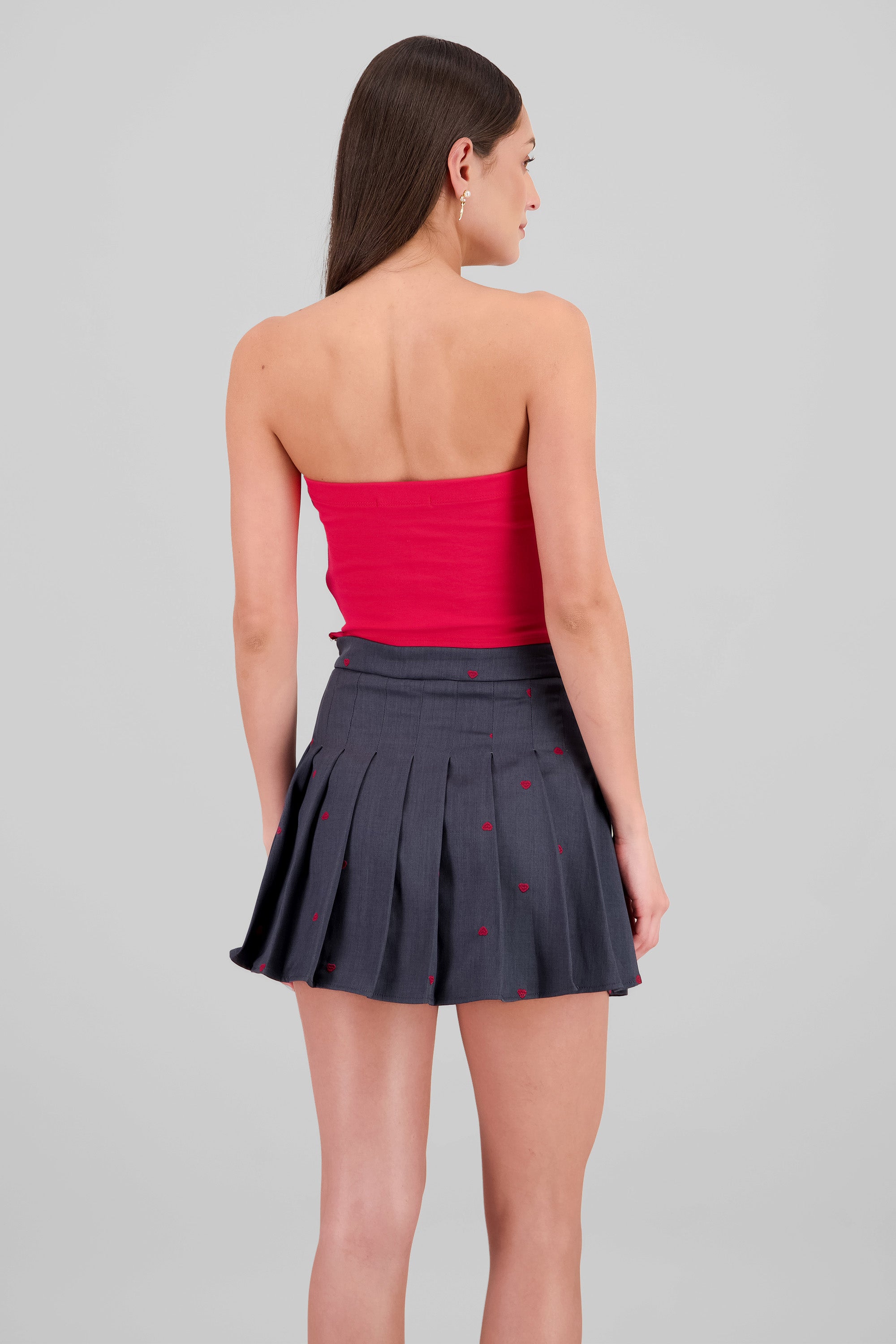 Top strapless detalle moños ROJO