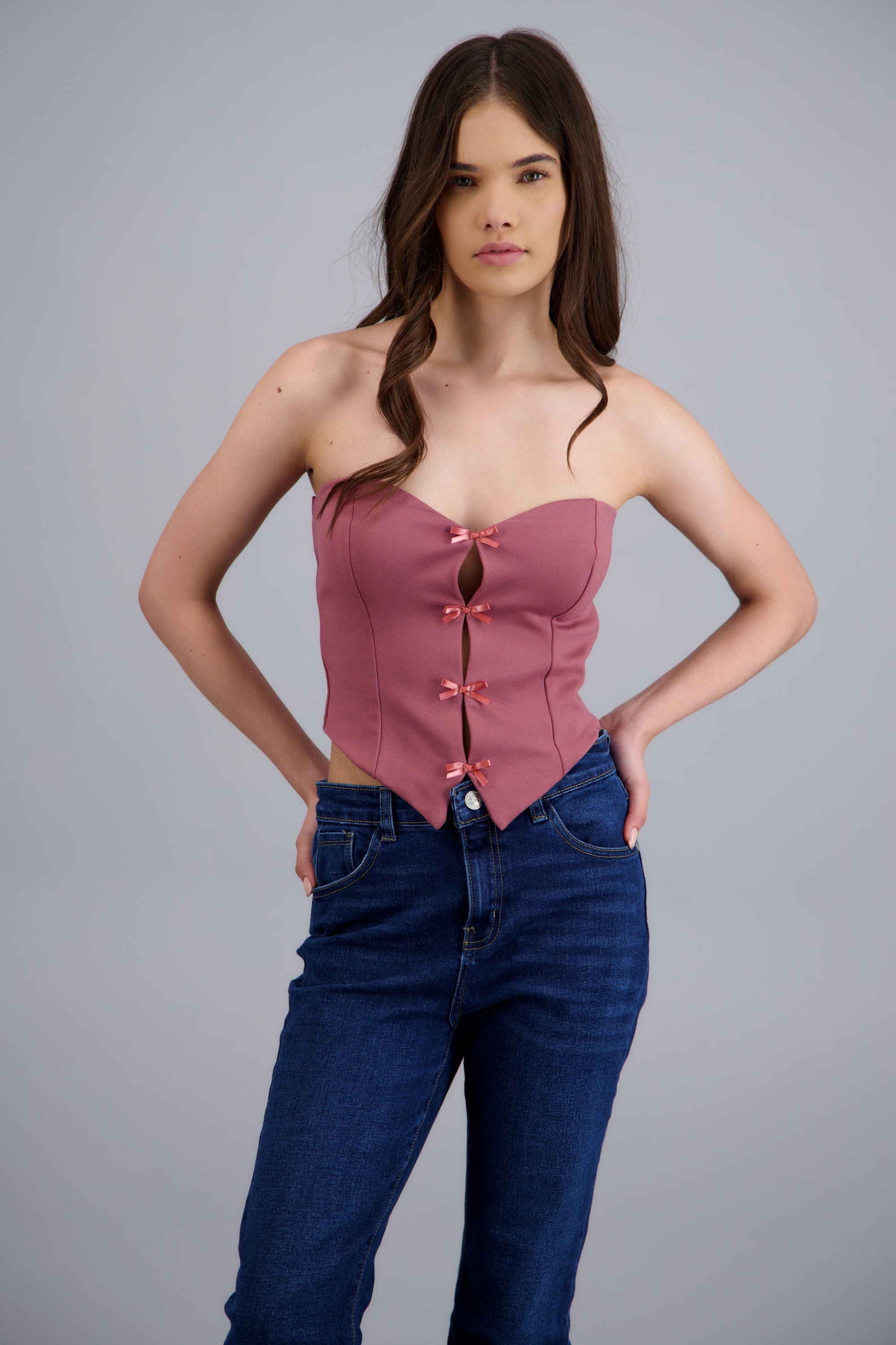 TOP STRAPLESS DET MOÑOS MARSALA